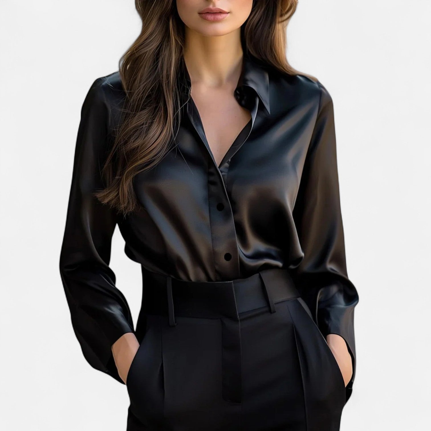 Ancienne Monde | Blouse Femme en Satin à Manches Longues – Élégance Légère, Éclat Estival