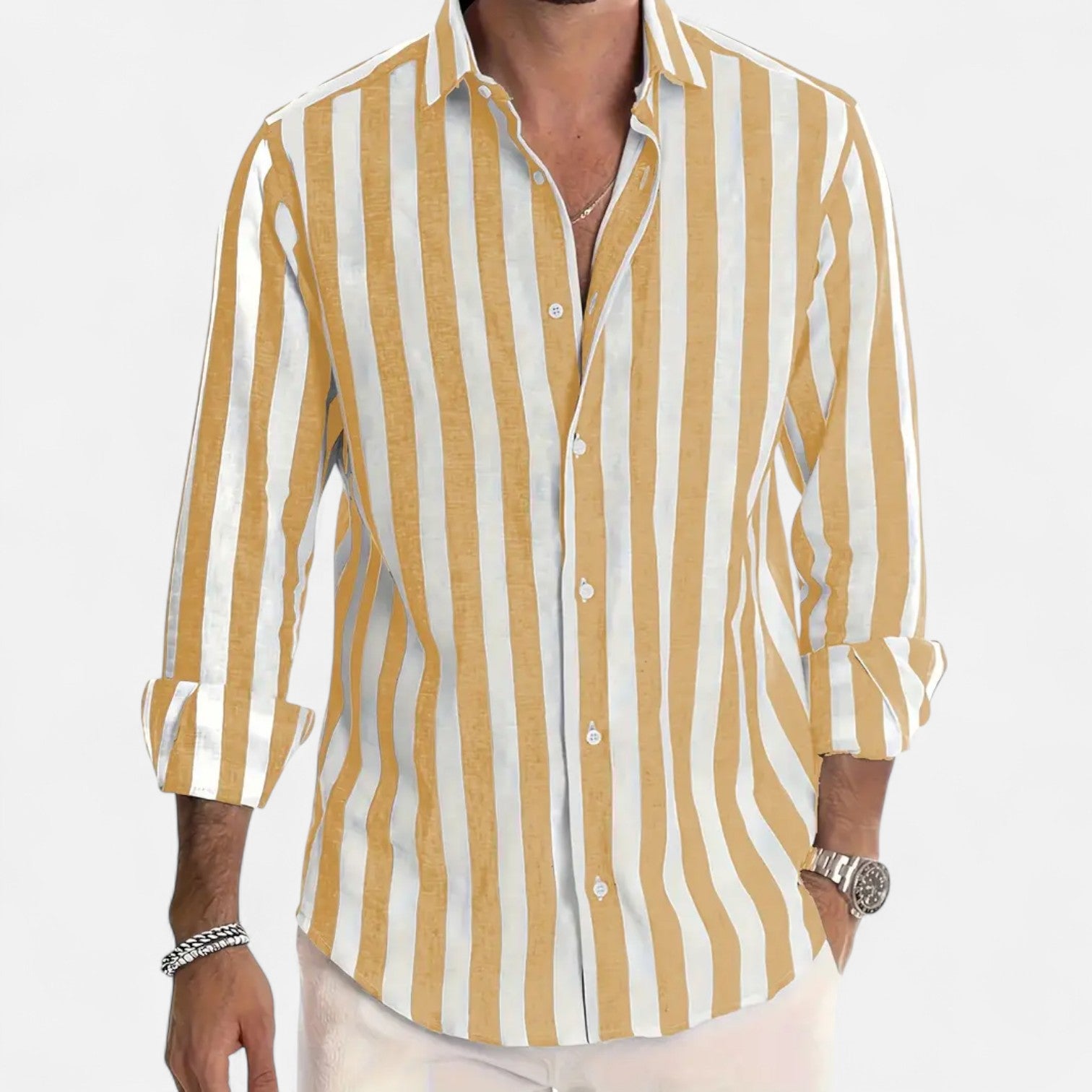 Ancienne Monde | Chemise Rayée à Boutons pour Homme – Sophistication Tailleur