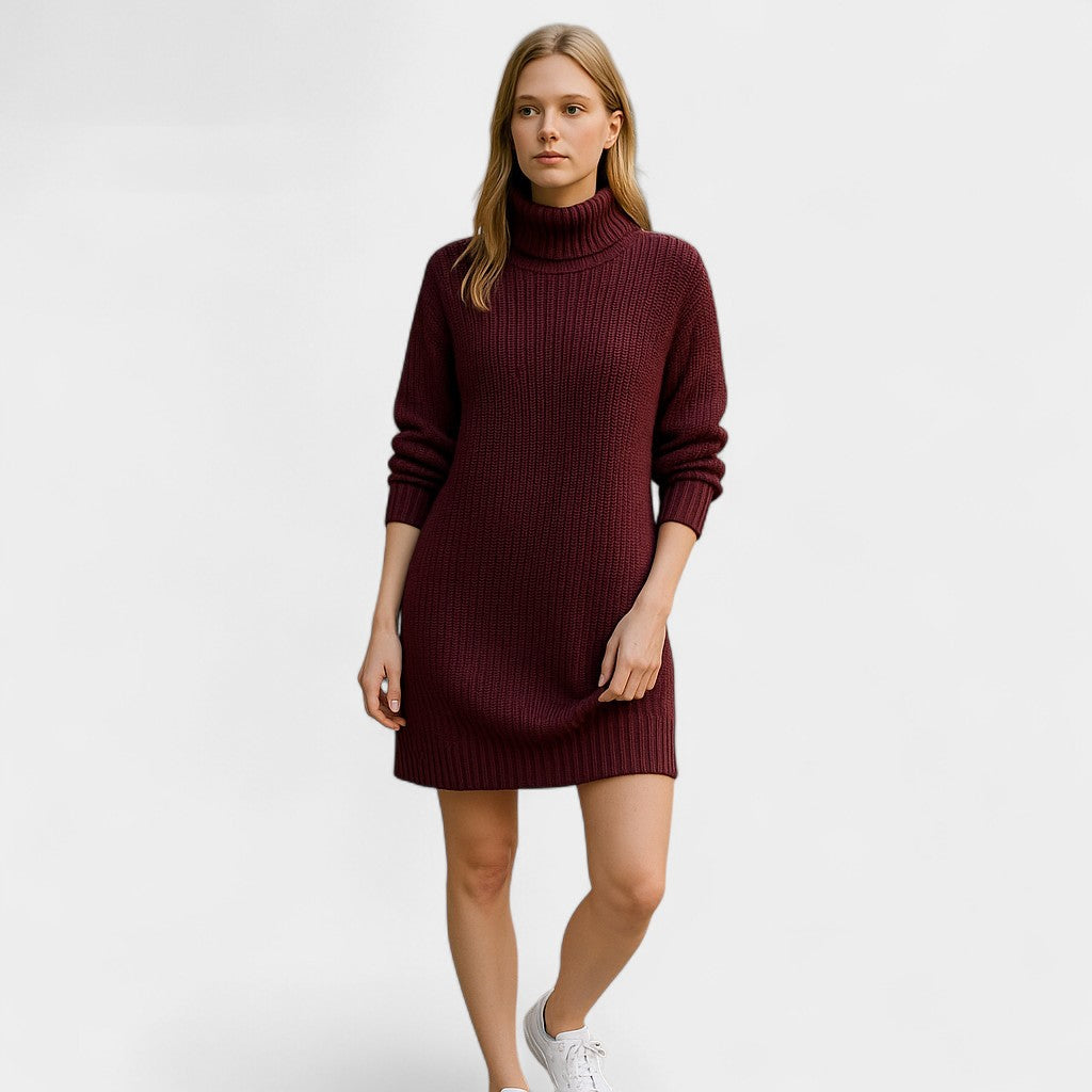 Ancienne Monde | Vestido suéter de cuello alto oversize para mujer – Elegancia casual en punto