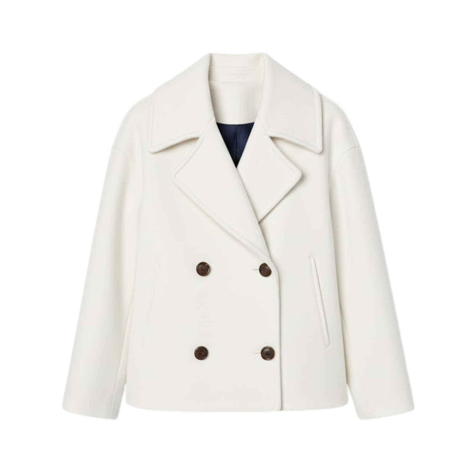 Women's Wool Coat Double-Breasted Versatile with Simple Design