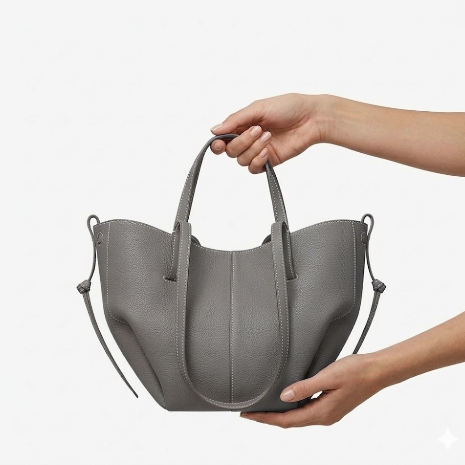 Sac à Main en Cuir de Grande Capacité avec Ailes Plissées pour Femme