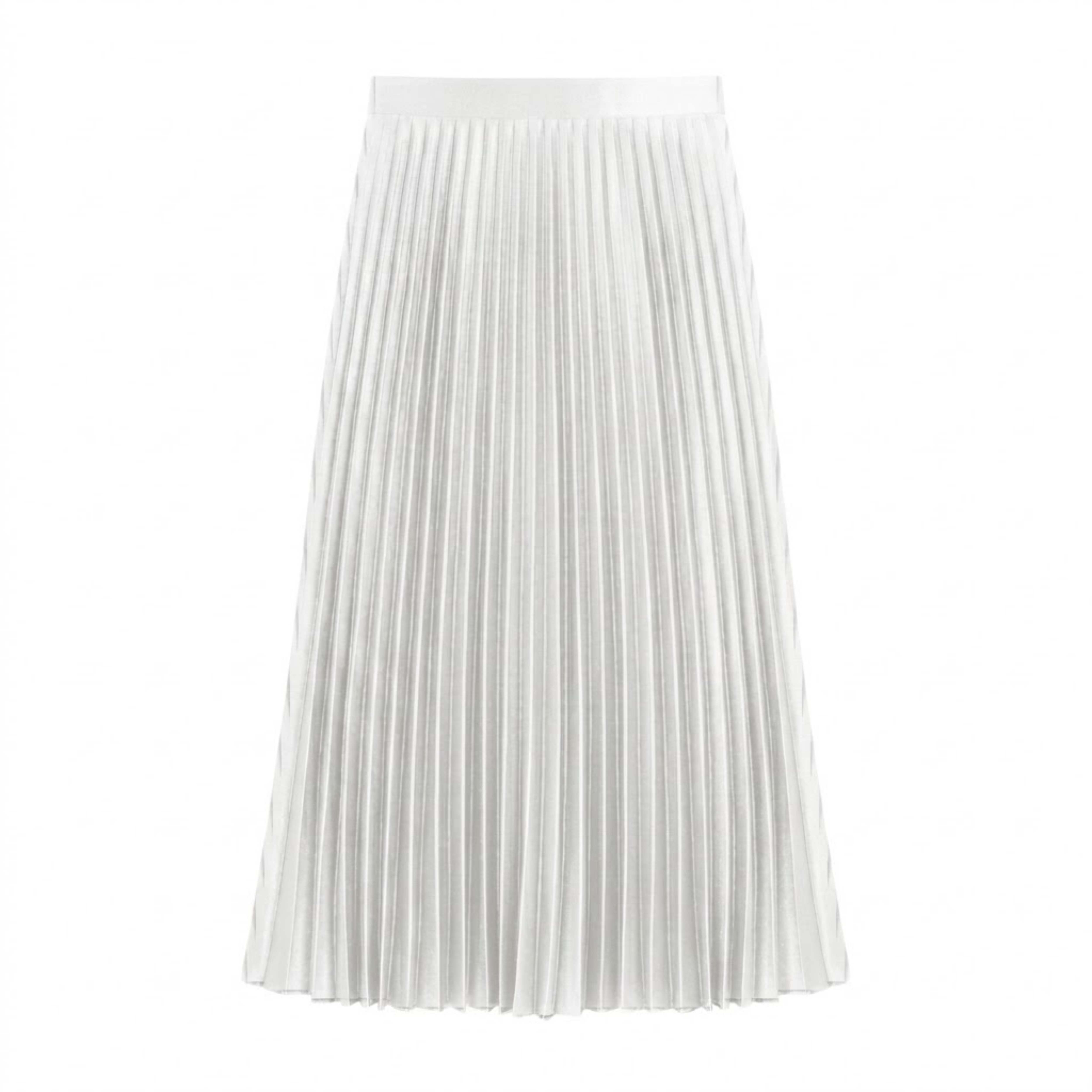 Saia Longa Plissada Satinada com Cintura Alta Elástica para Mulher