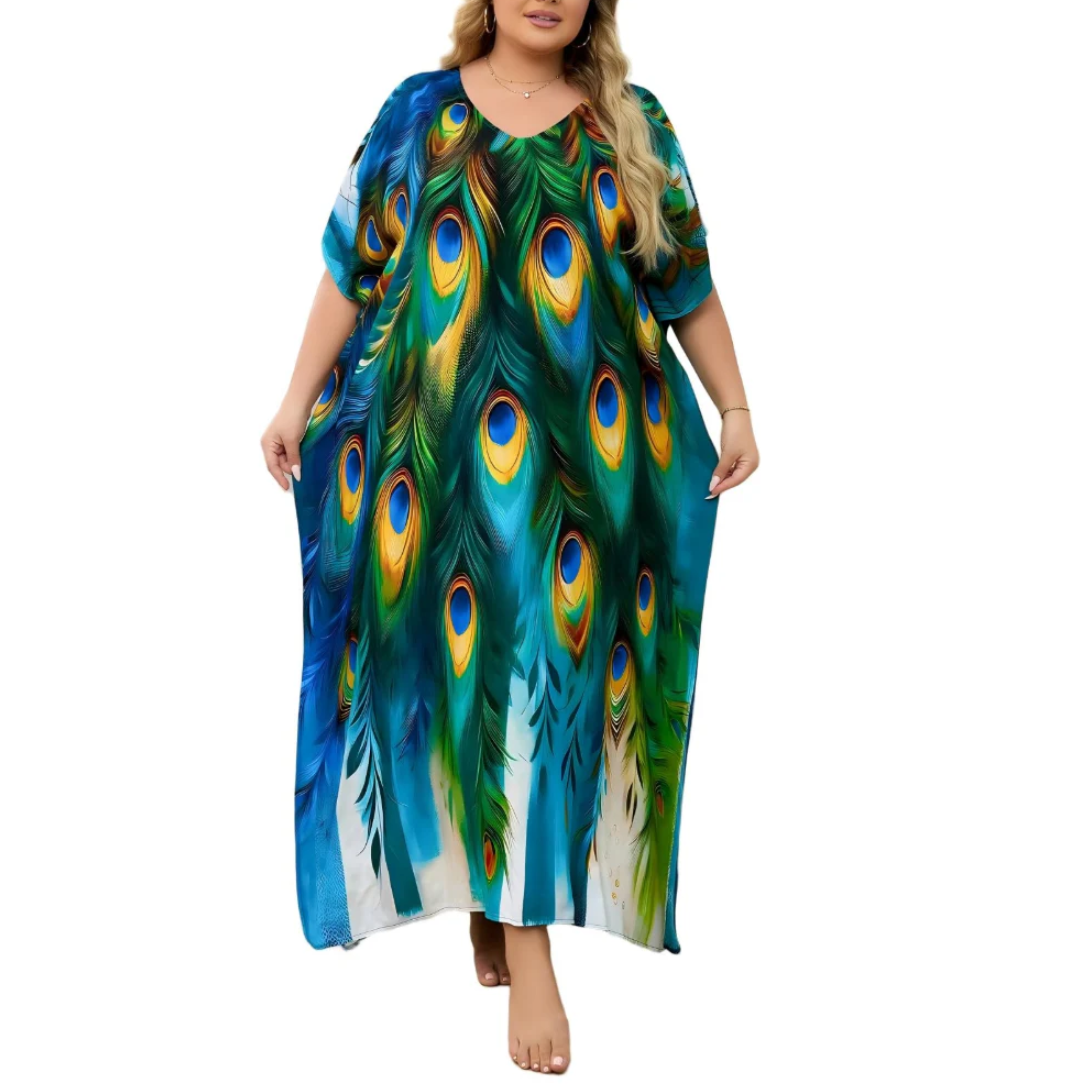 Robe kaftan kimono velká velikost — volný střih — pláž a cestování