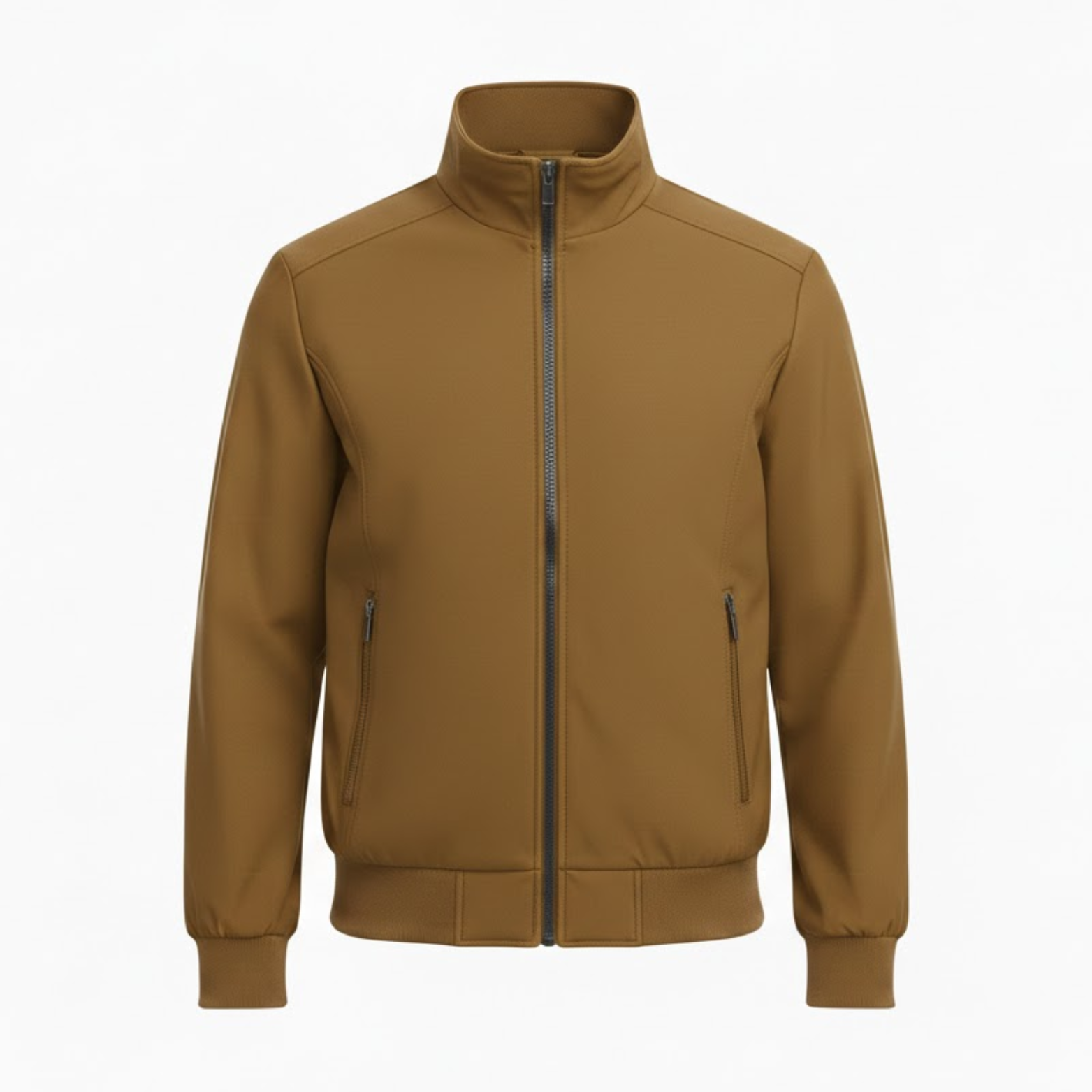 Light bomber jacket for men with stand-up collar and zipper, slim fit