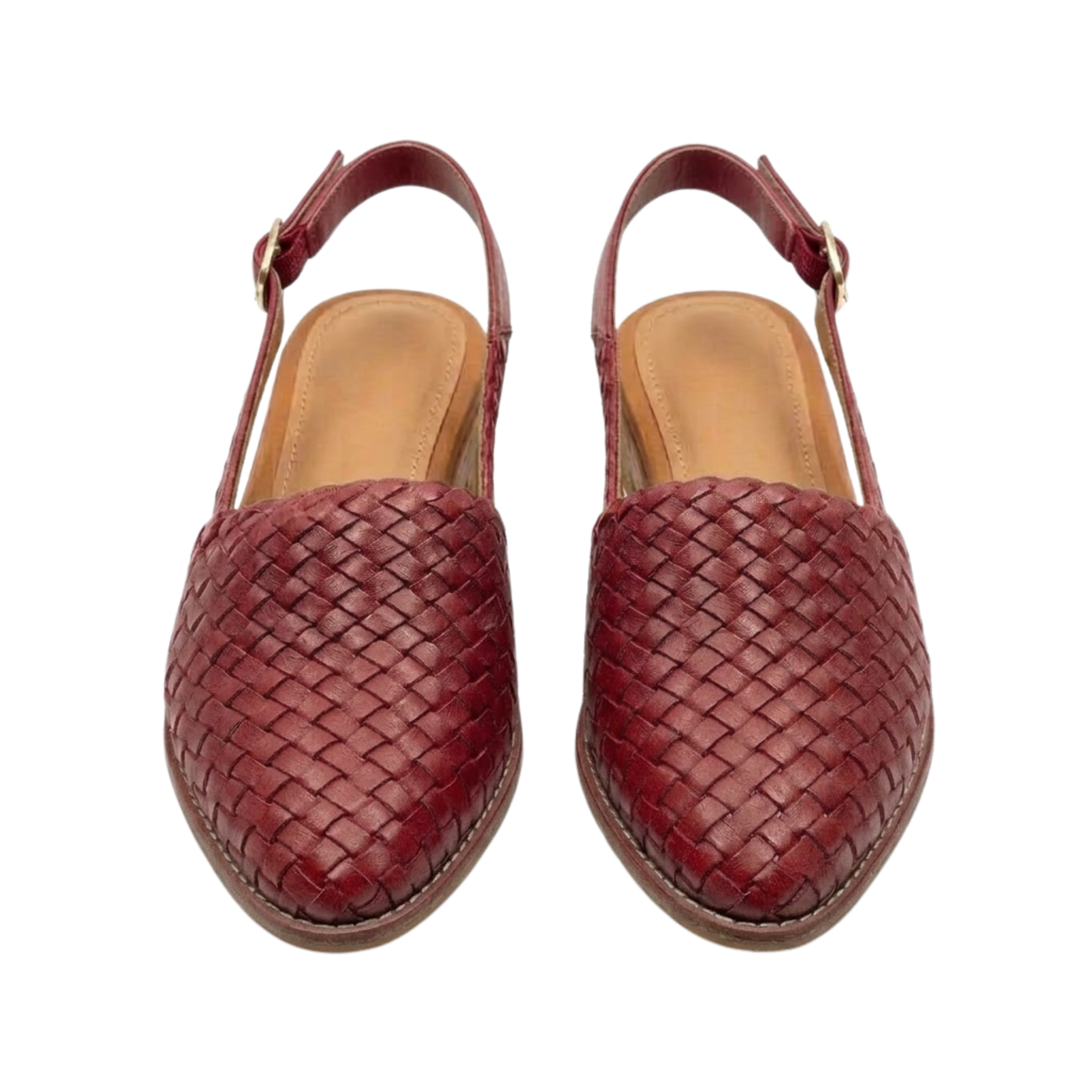 Női hegyes orrú és hátul pántos fonott slingback szandálok