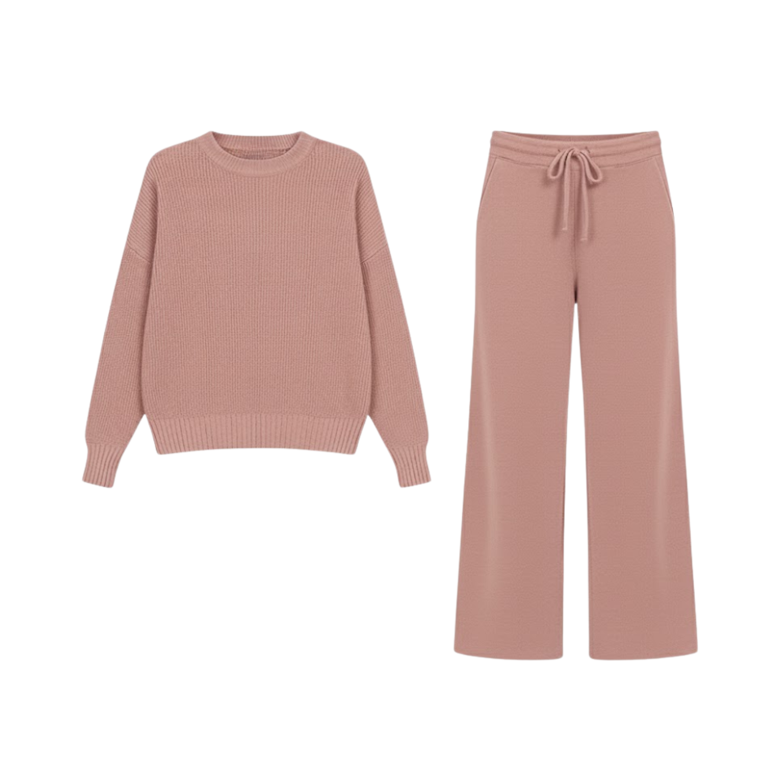 Knitted Set Woman Loose Sweater Wide Pants