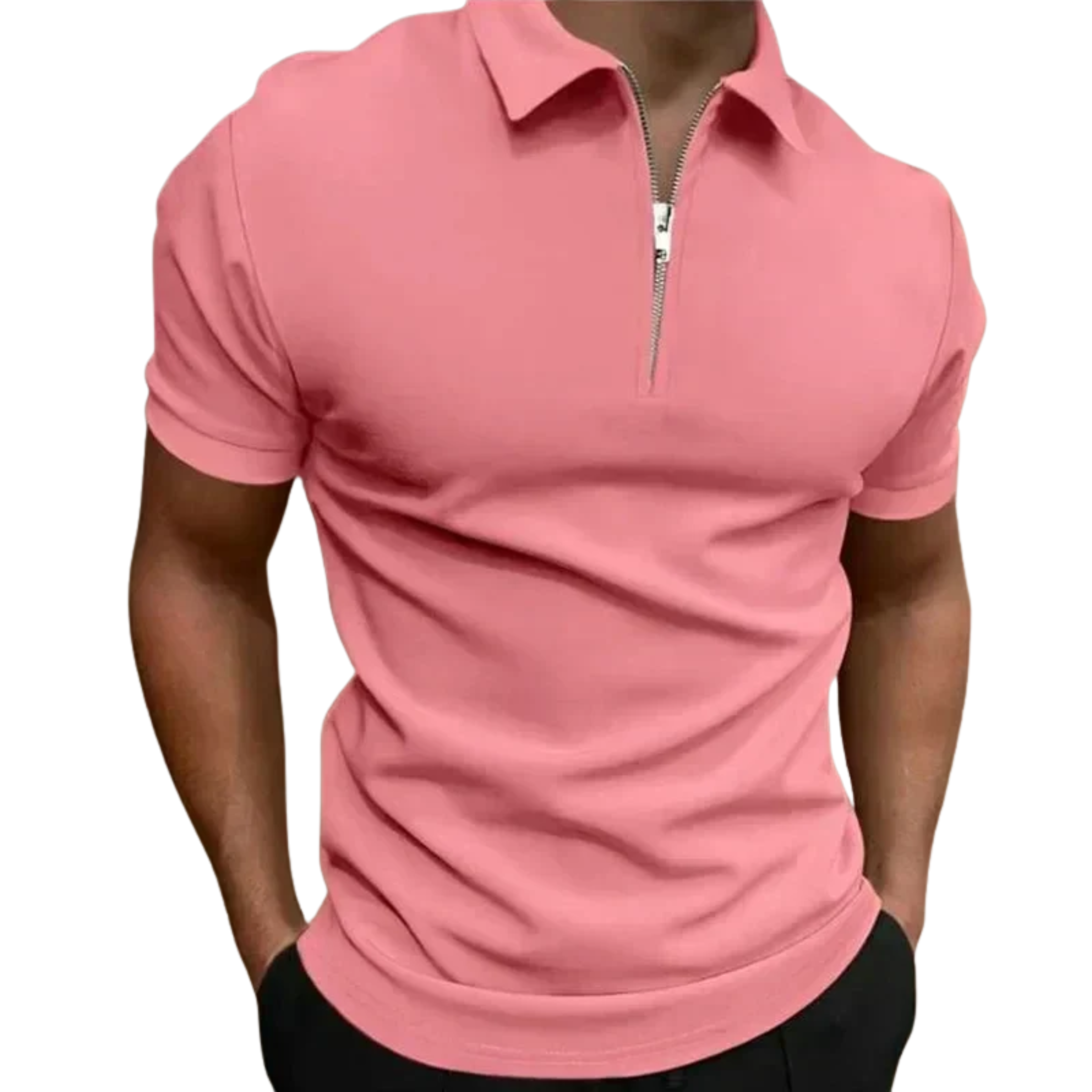 Men's polo with zip collar and short sleeves — casual
