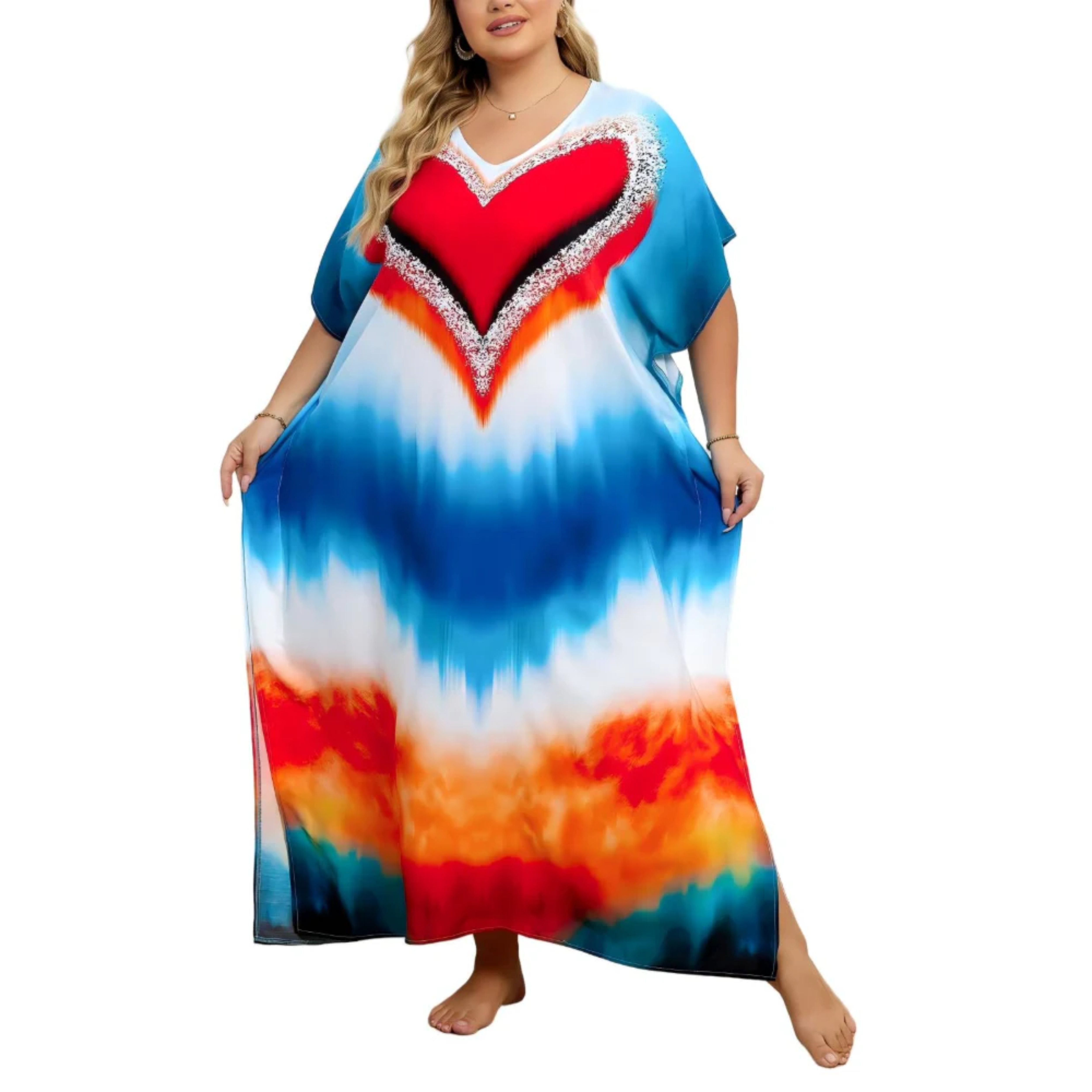 Robe kaftan kimono velká velikost — volný střih — pláž a cestování