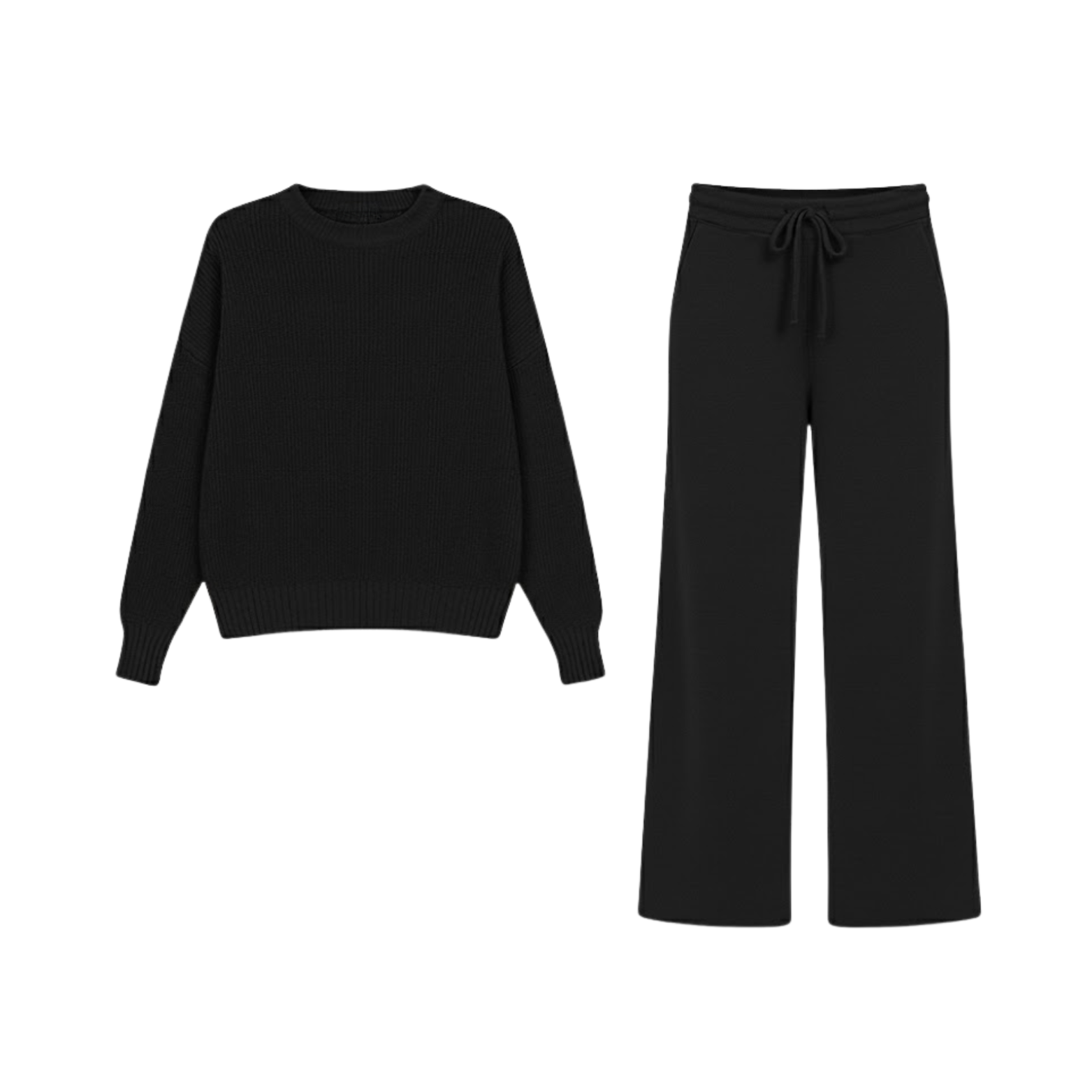Knitted Set Woman Loose Sweater Wide Pants