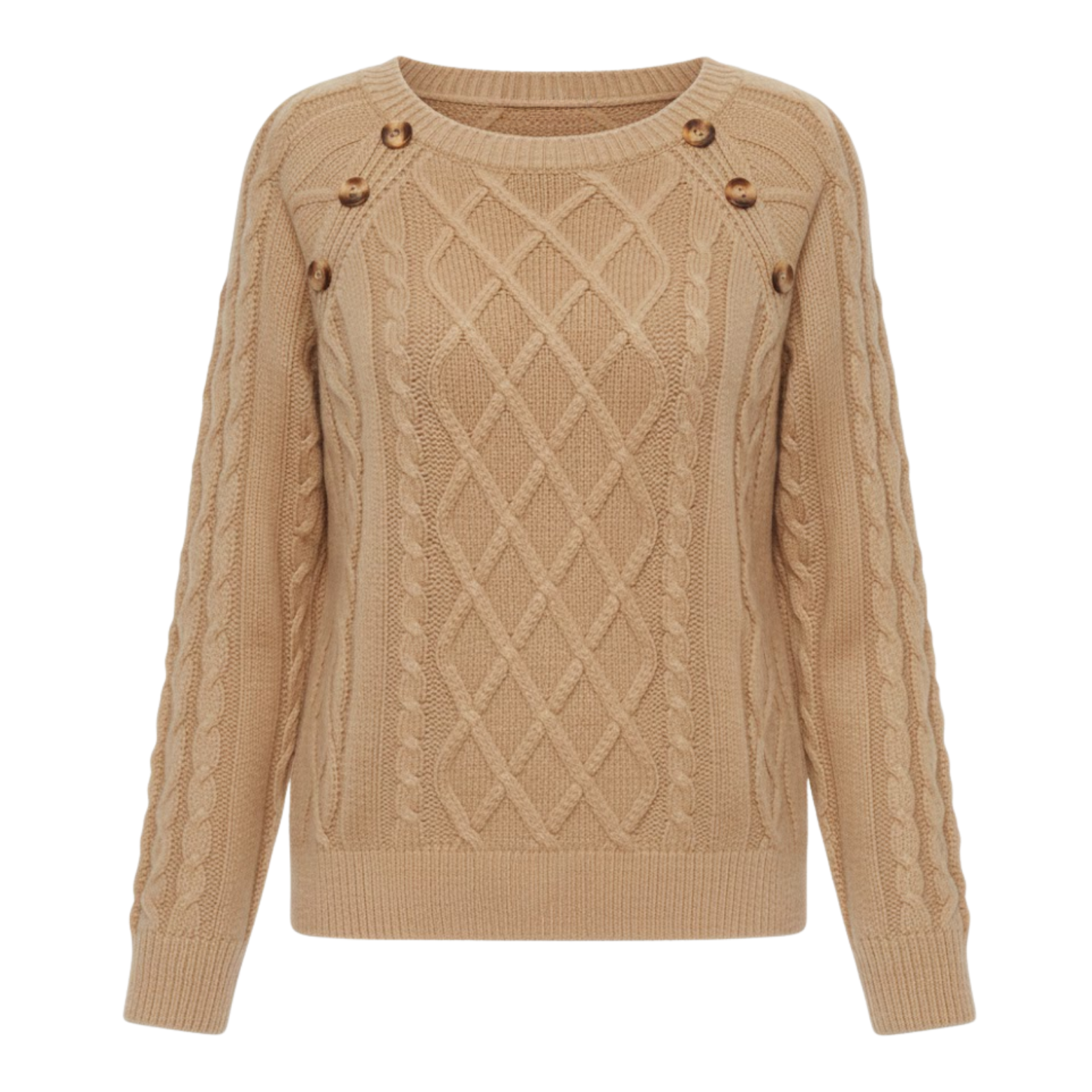 Twisted knit sweater for women, round neck, thick fabric, elegant and stylish