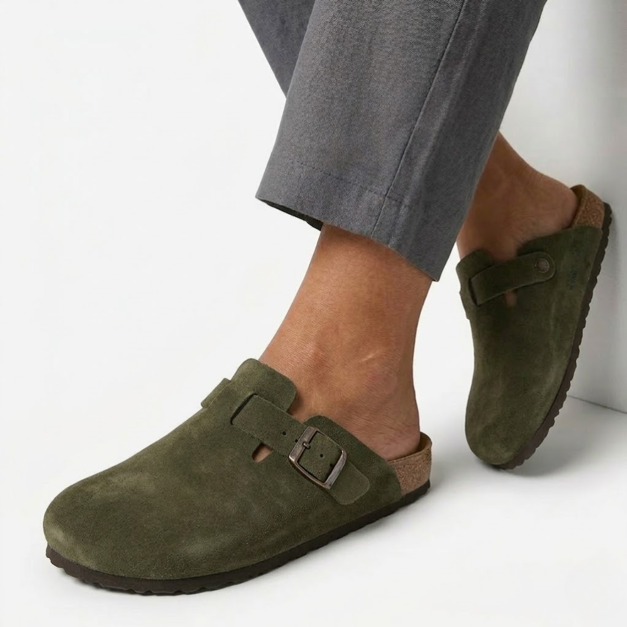 Női velúr szandál parafa talppal és állítható csattal