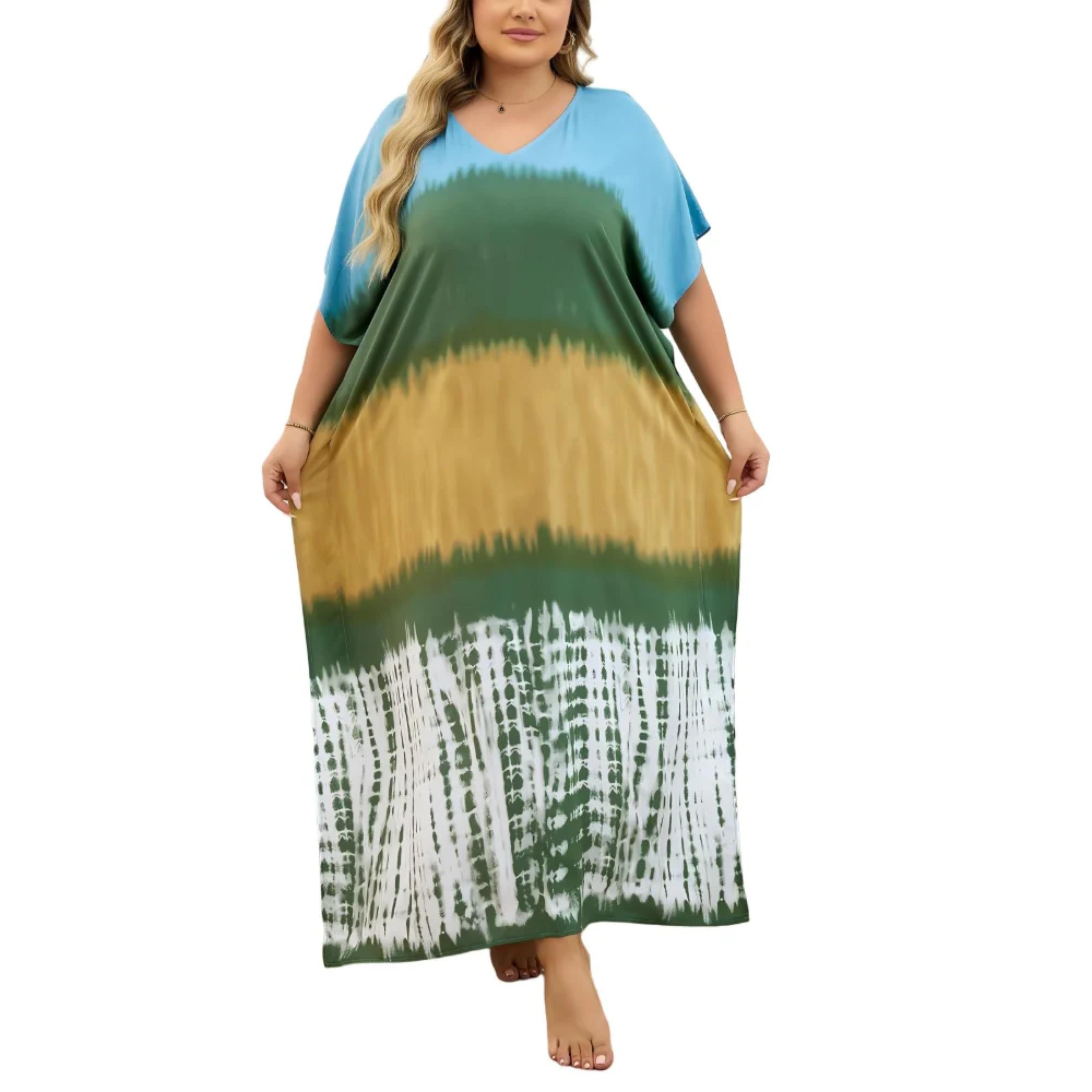 Robe kaftan kimono velká velikost — volný střih — pláž a cestování