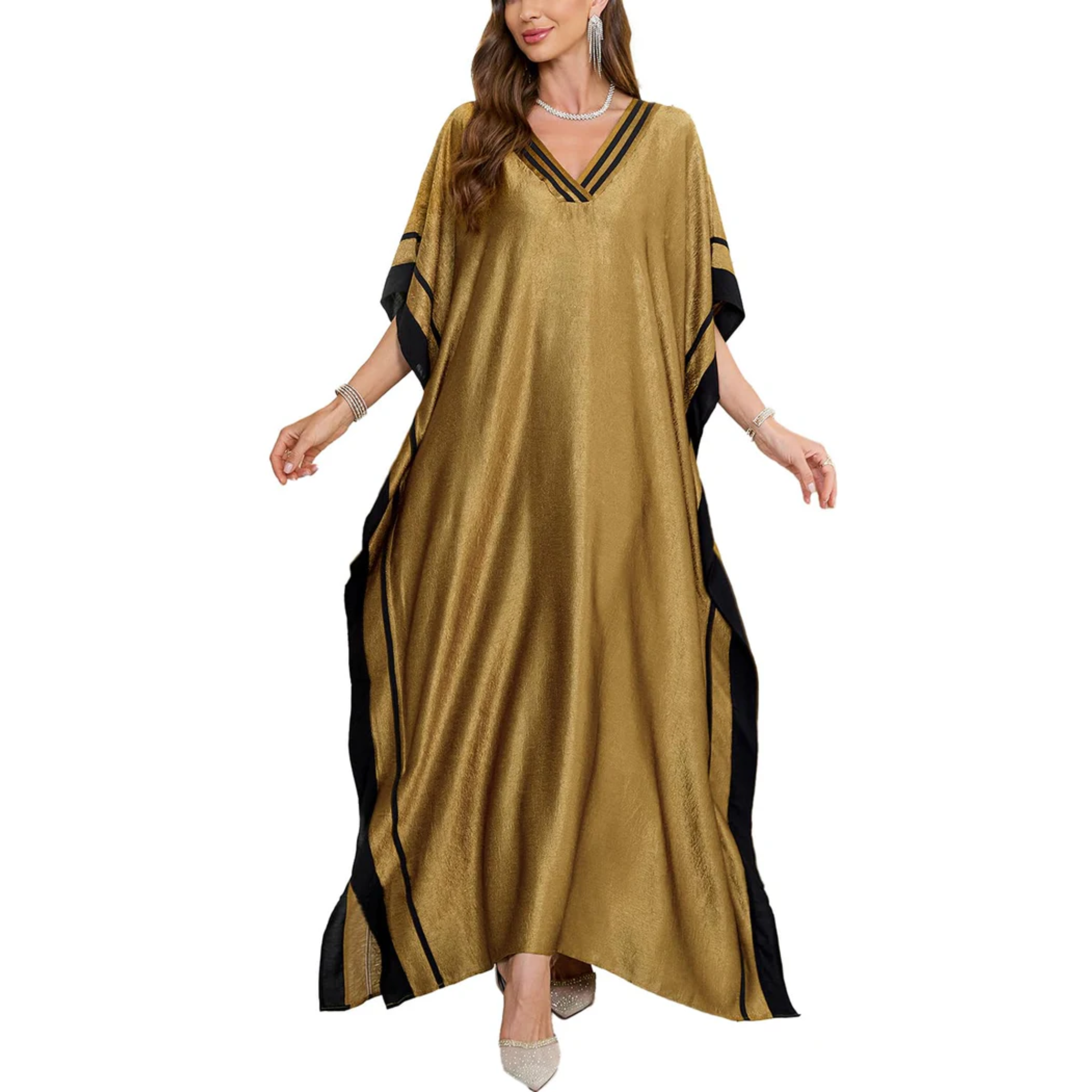 Bata kimono de playa larga — corte amplio — vacaciones de verano
