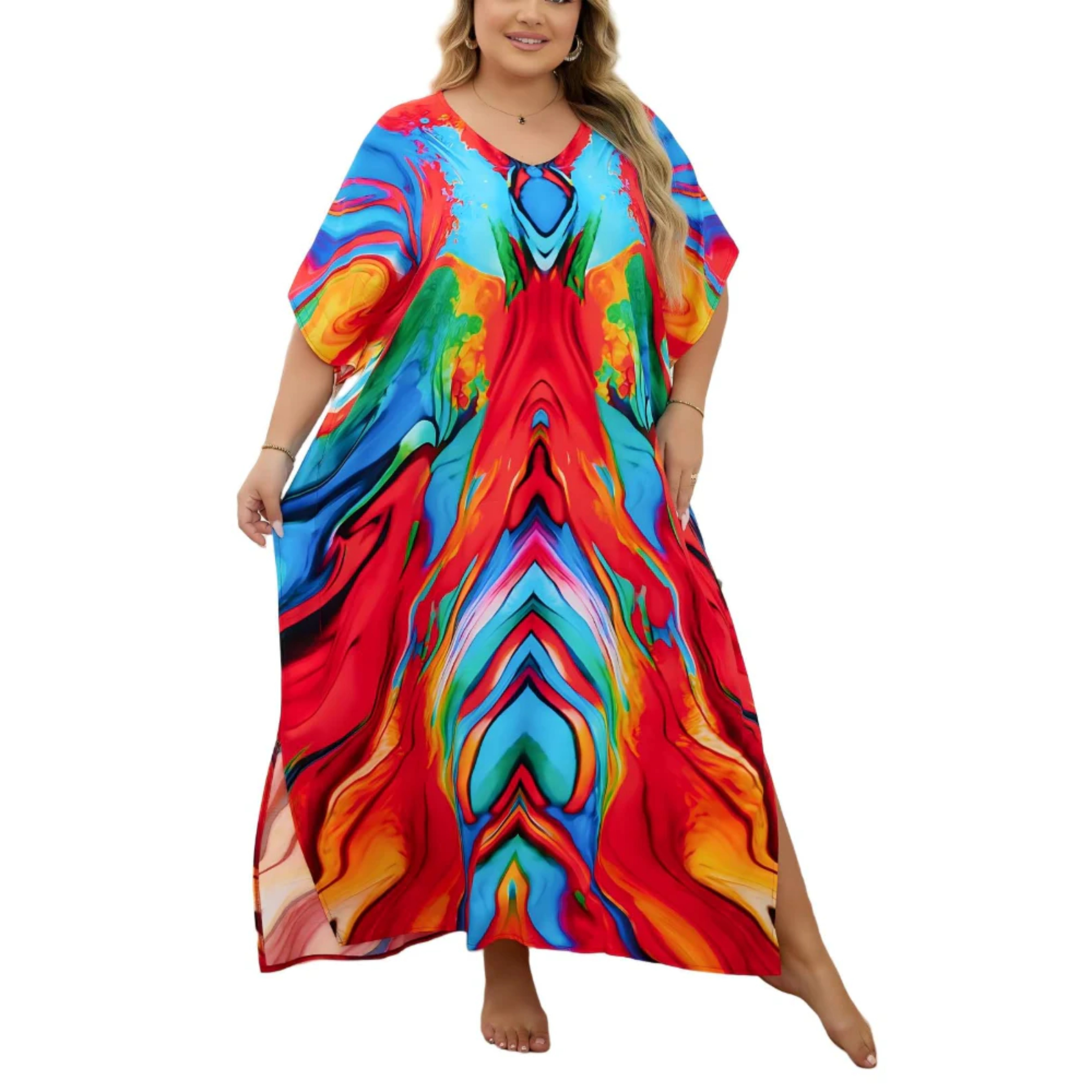 Robe kaftan kimono velká velikost — volný střih — pláž a cestování