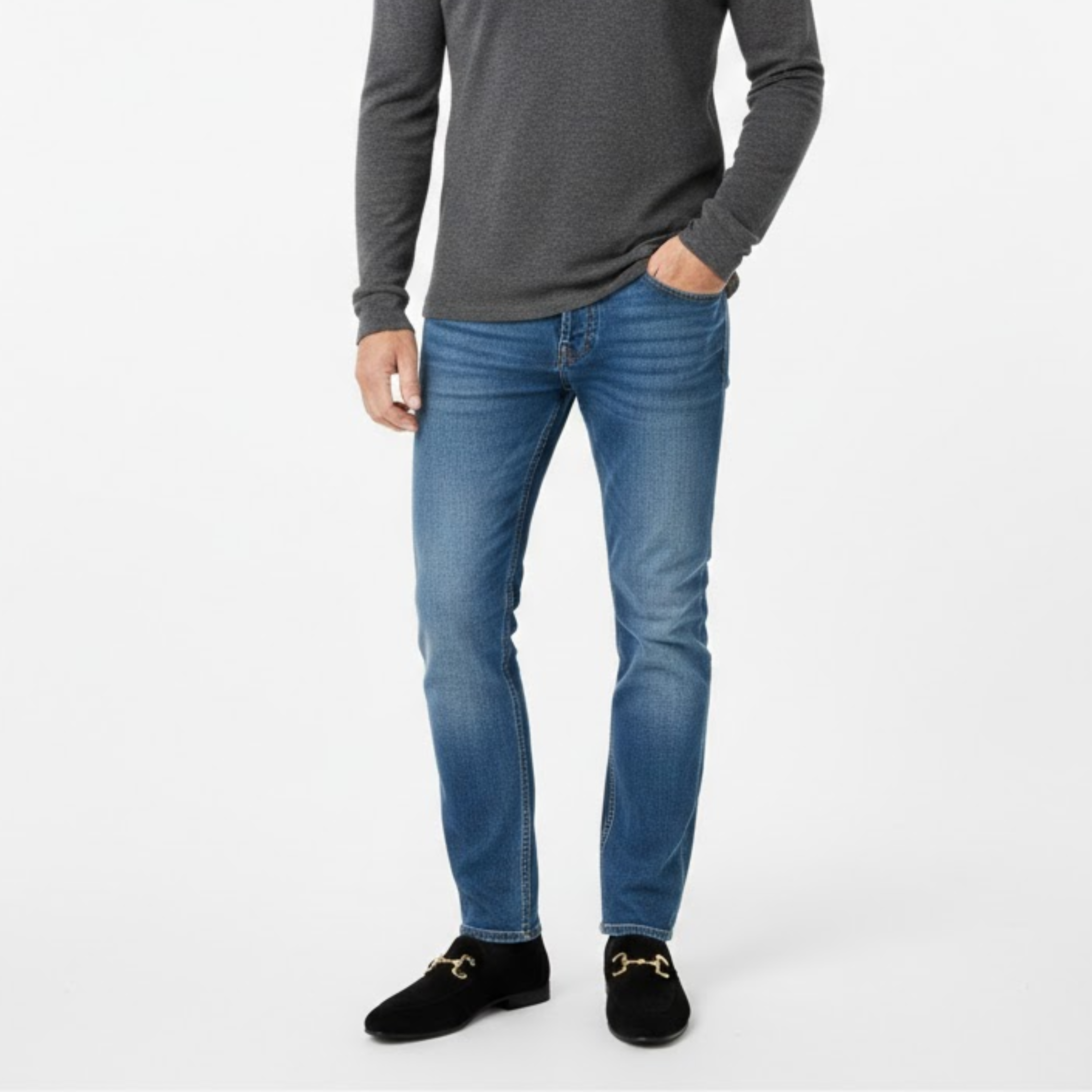 Mocassins em Microfibra para Homens com Fivela em Metal e Biqueira Pontiaguda