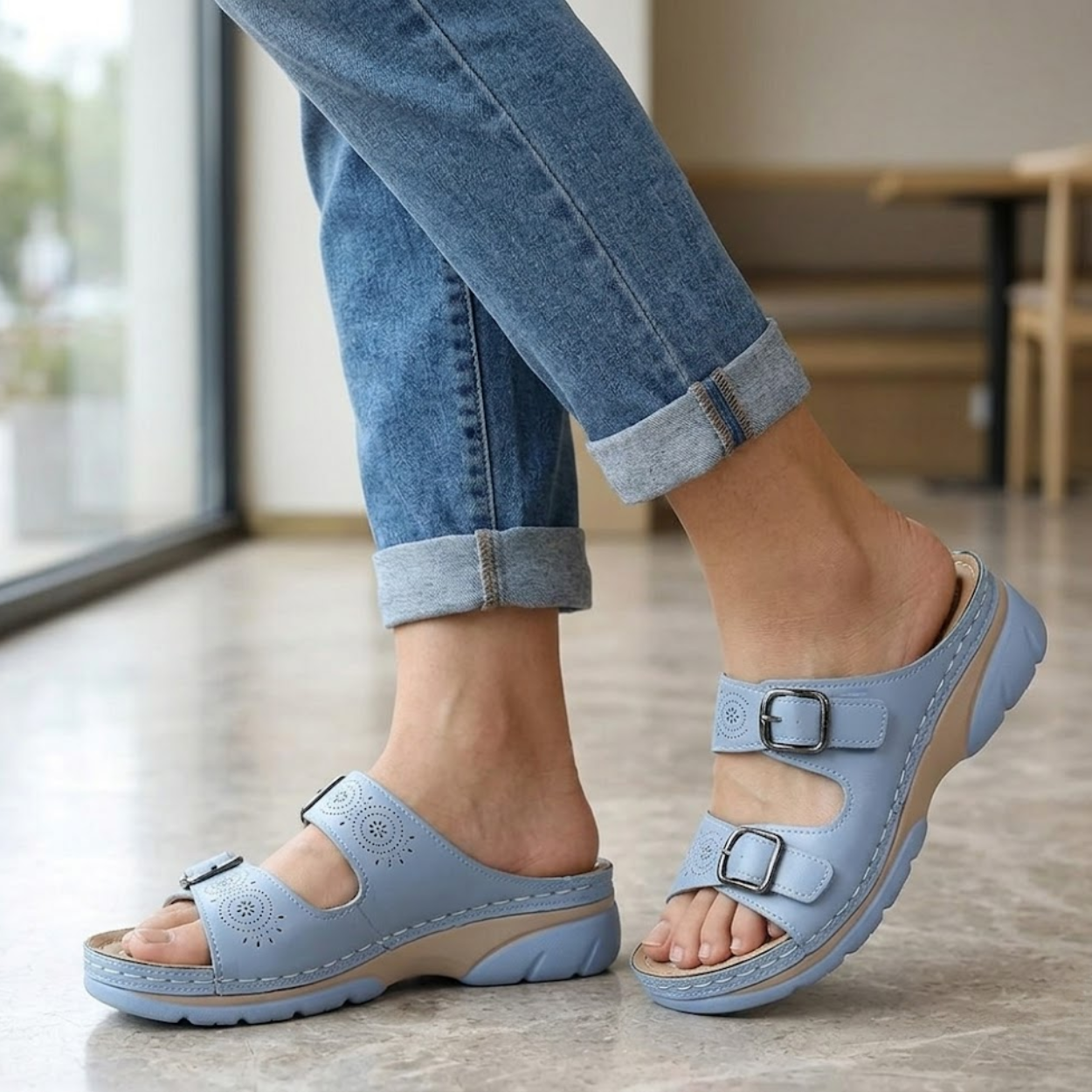 Sandales à Plateforme avec Double Boucle pour Femmes