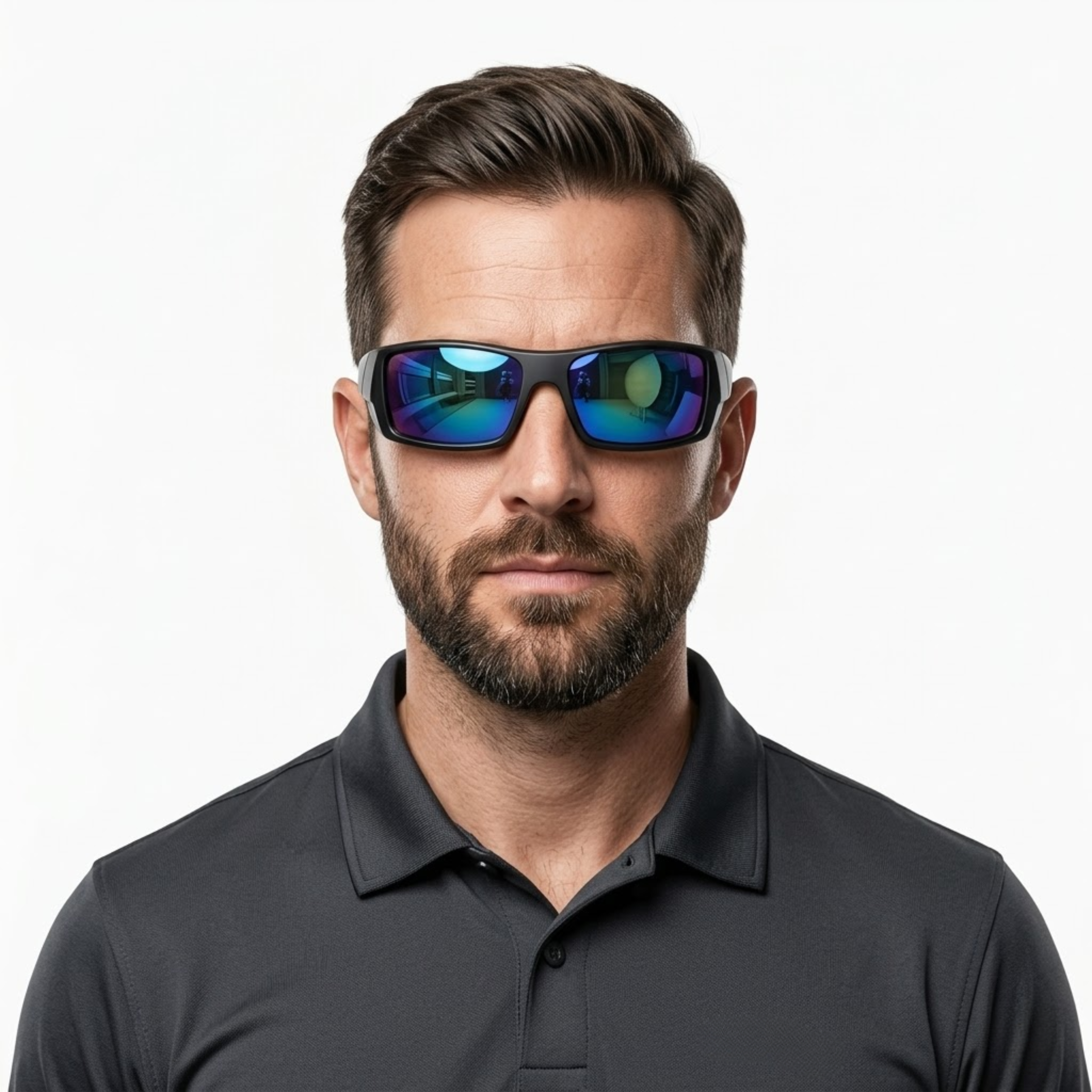 Gafas de sol deportivas envolventes con montura de policarbonato y protección UV