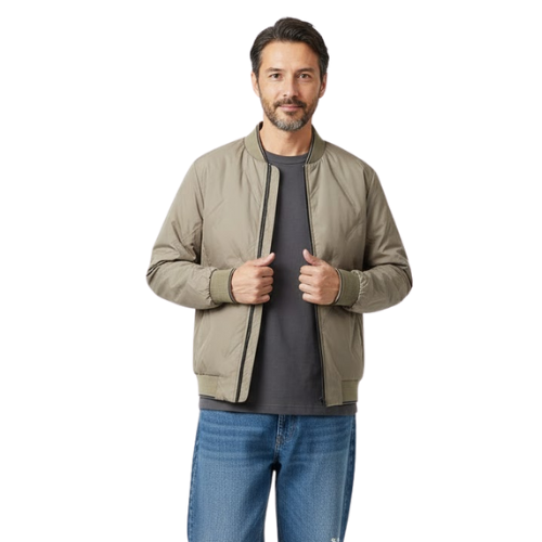 Giacca leggera da uomo in piuma con collo baseball