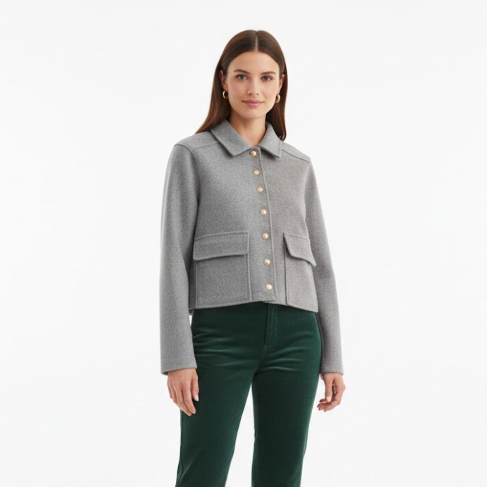 Blouson bomber court pour femme avec boutons et manches longues style streetwear