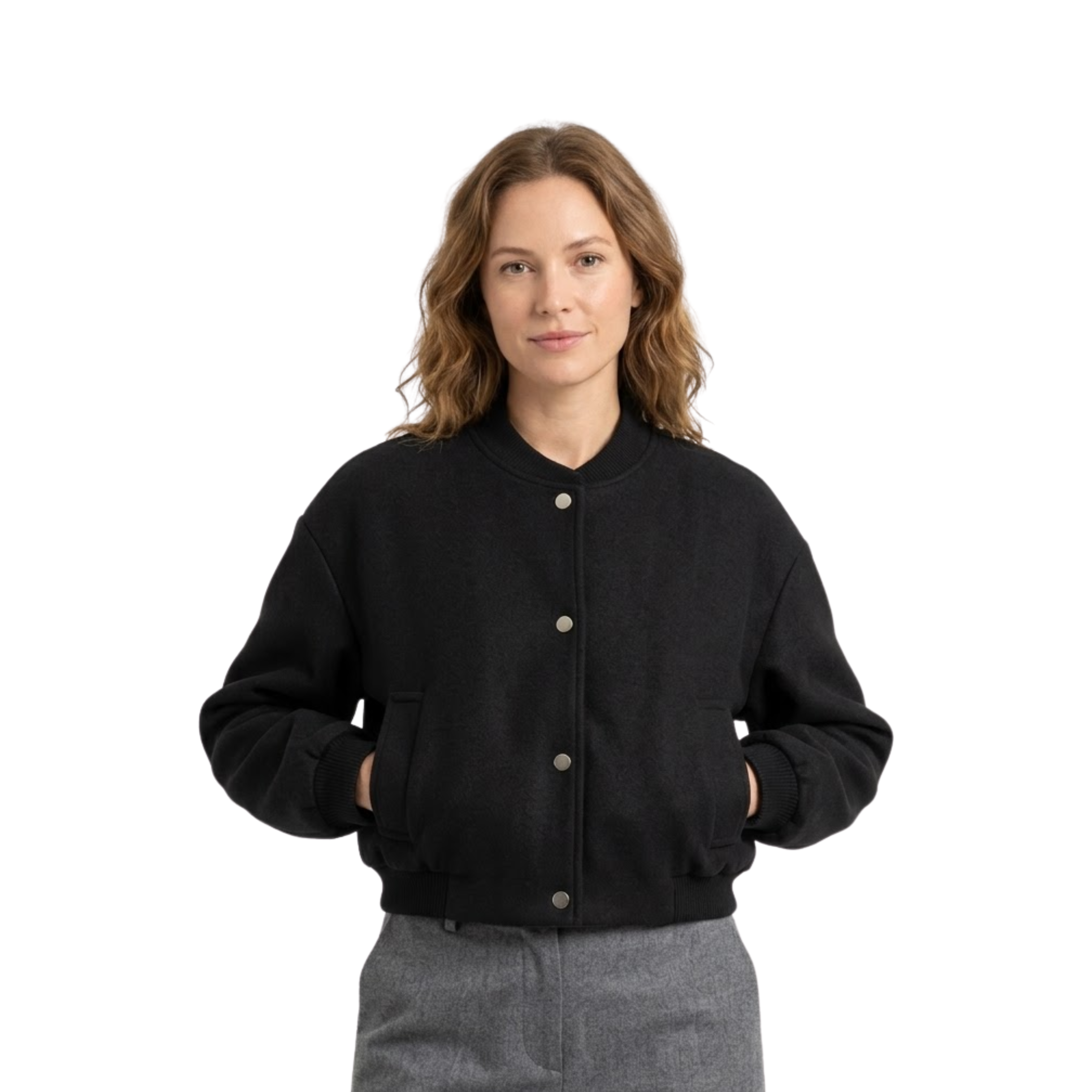 Veste Courte en Tweed à Manches Longues et Boutonnage Croisé pour Femme