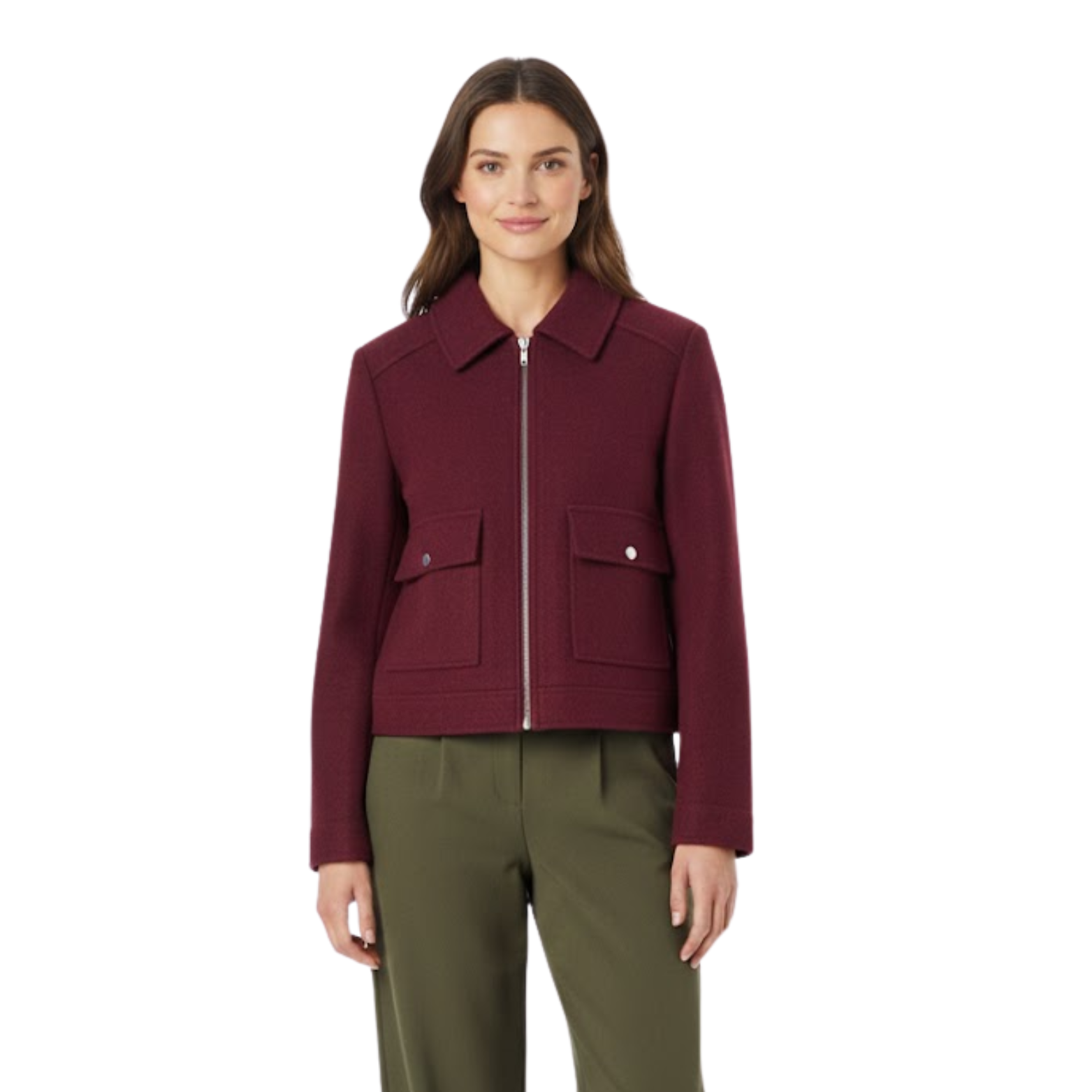 Damenjacke kurz, überlappend, mit Reverskragen, schick, strukturiert, leger