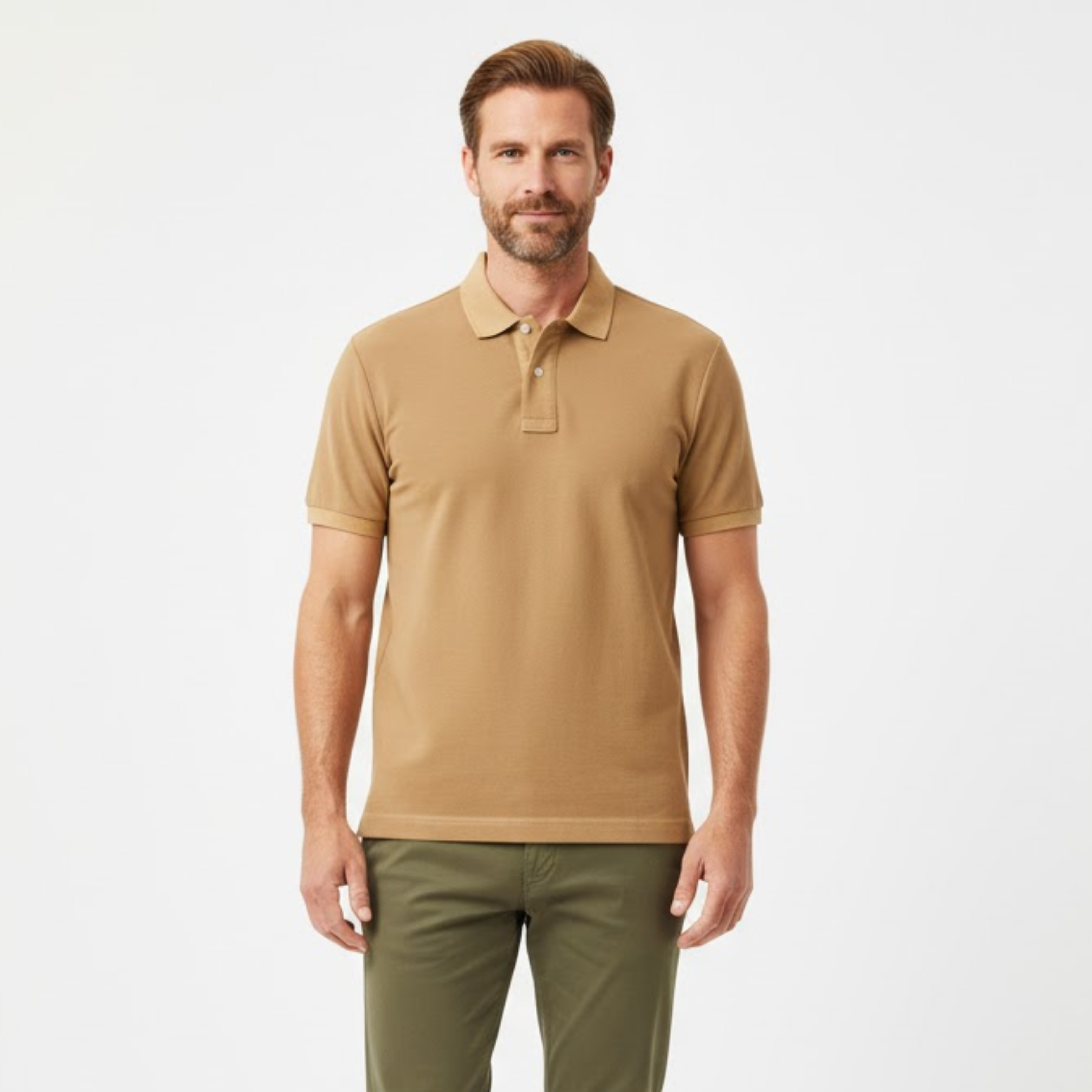 Polo en Coton pour Hommes à Manches Courtes, Coupe Ajustée et Col à Revers Business Chic