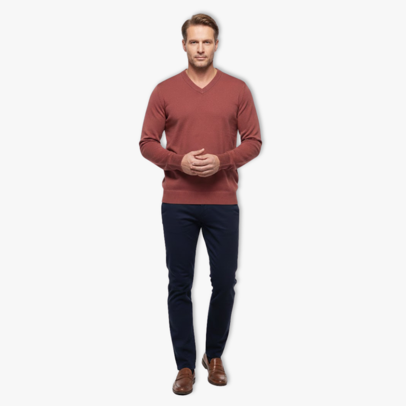 Pull Homme Col V en Coton Uni Noir