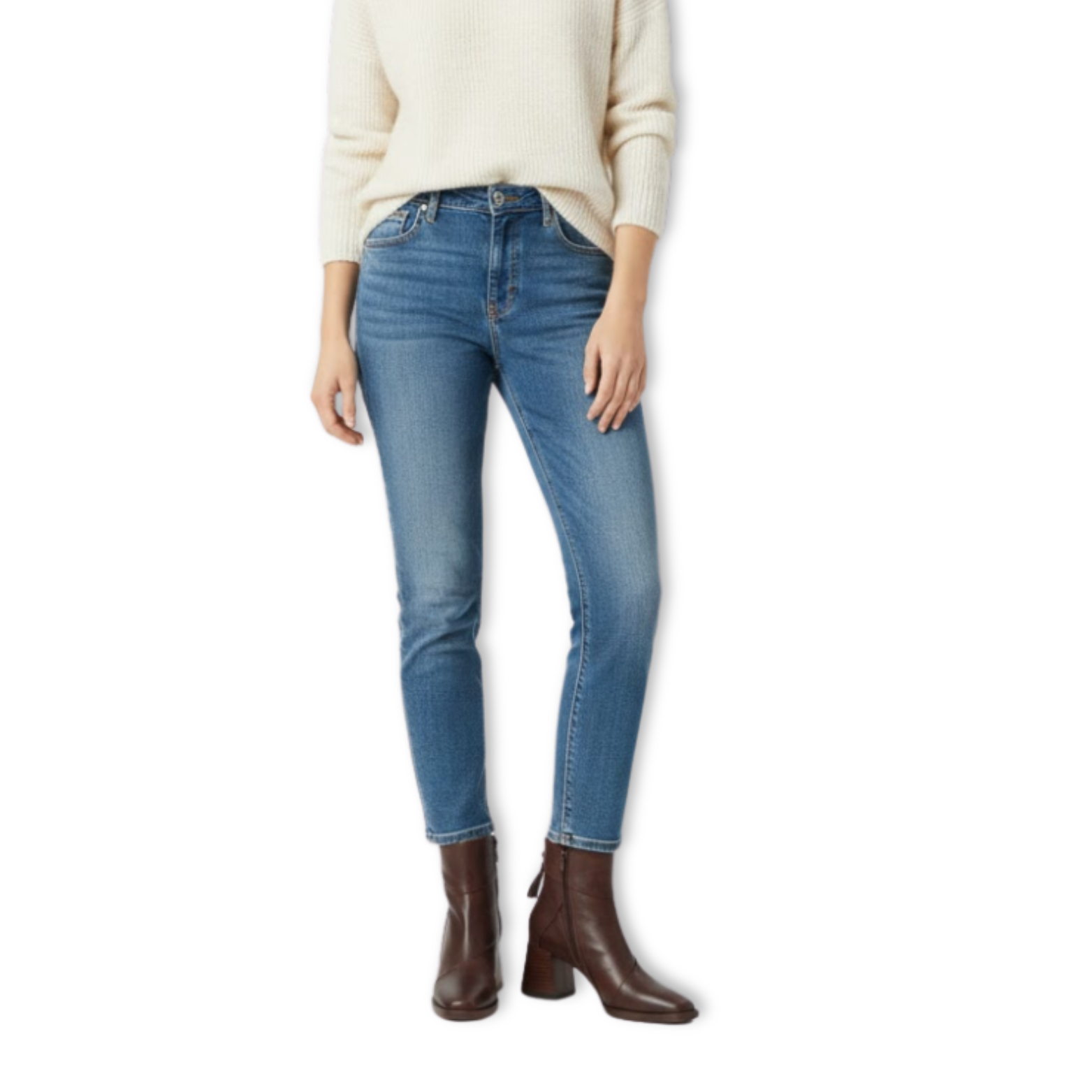 Női bőr bokacsizma vastag négyzetes sarokkal és oldalsó cipzárral