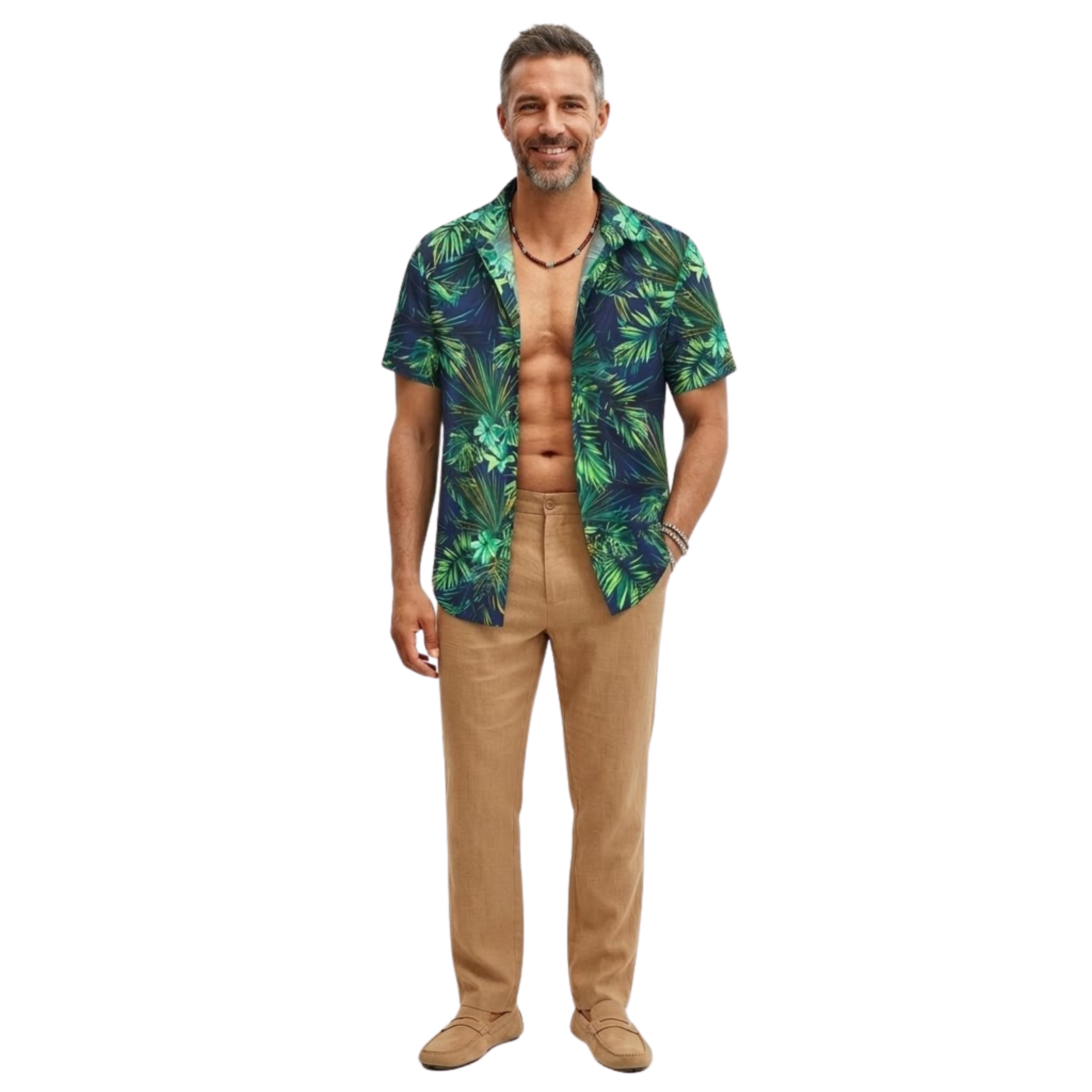 Chemise hawaïenne pour homme à manches courtes et imprimé floral