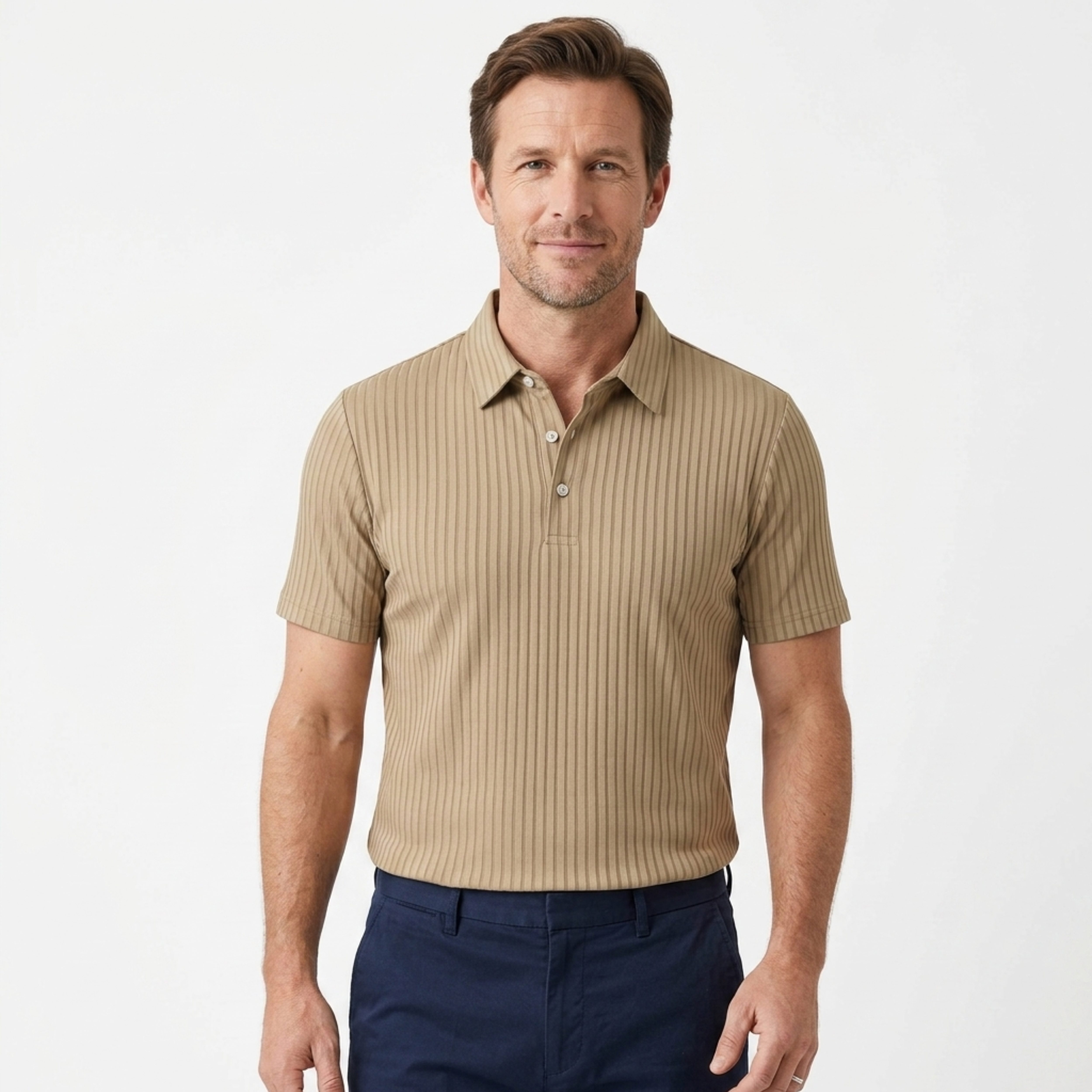 Polo para hombre — tejido texturizado — estilo casual