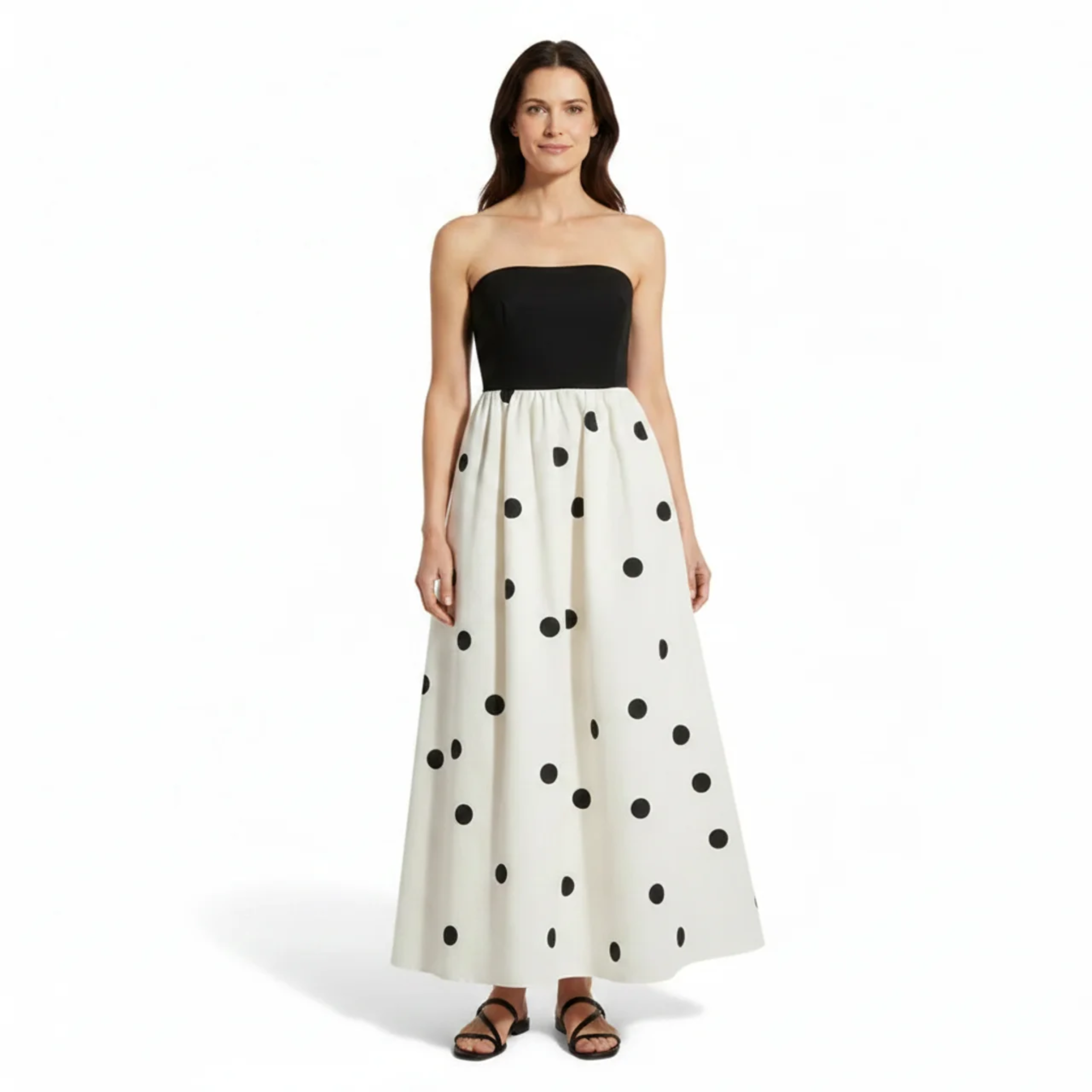Cotton blend trapeze dress for women — strapless style — summer beach