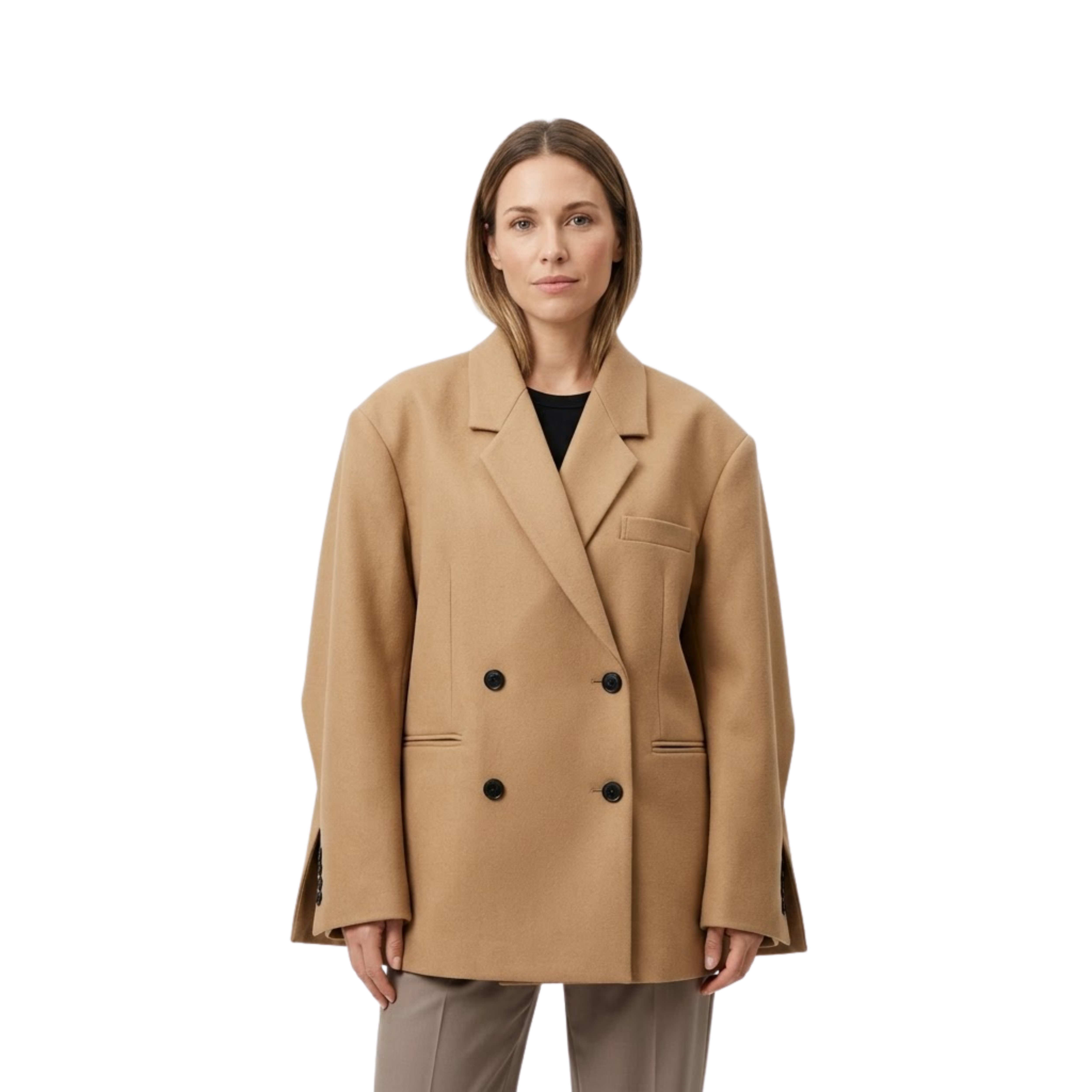 Blazer mit Revers, Tasche und Einem Knopf für Damen mit Langarm