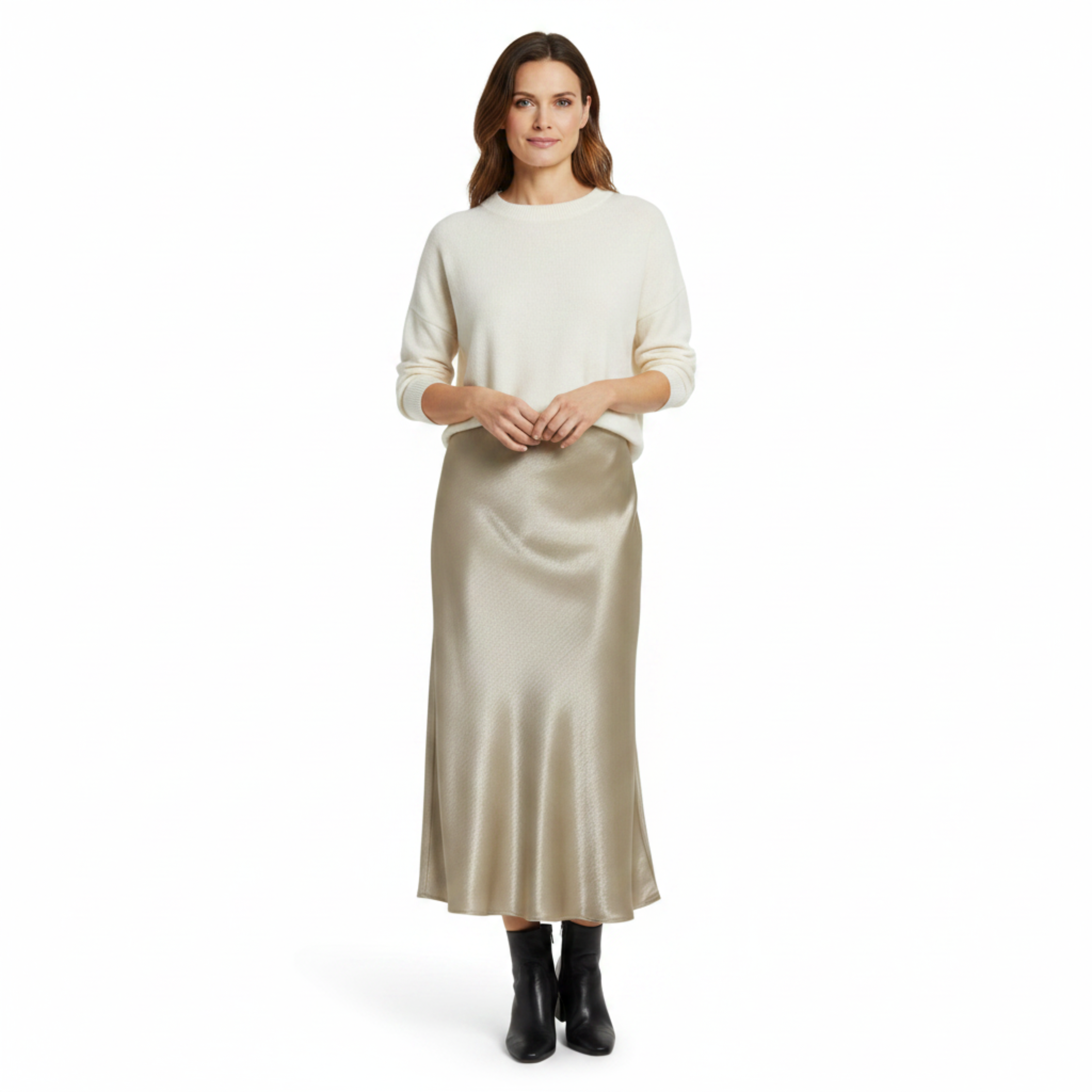 Jupe Longue Maxi Skirt pour Femme Coupe Évasée avec Taille Élastique