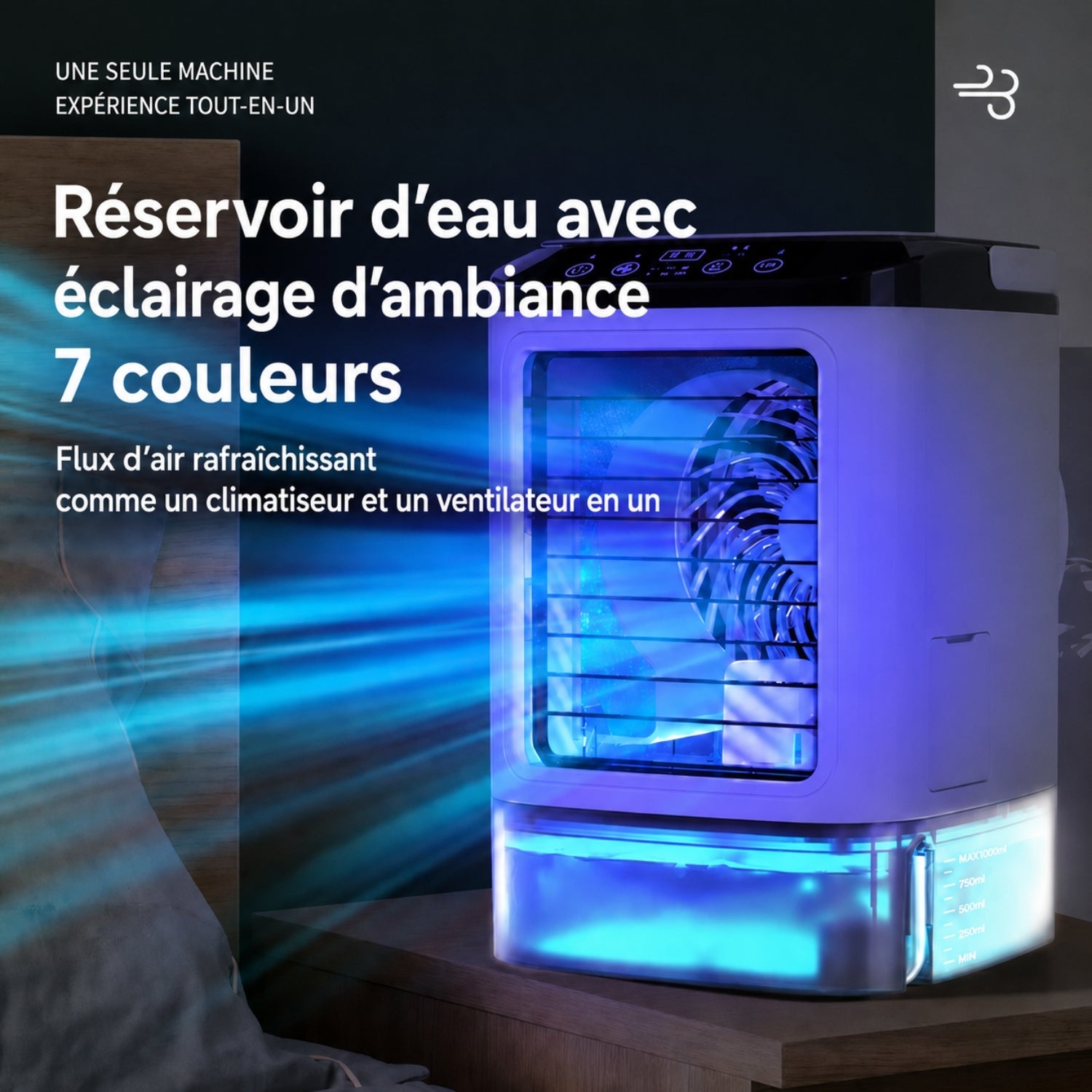 Mini enfriador de aire USB con función de humidificación y 3 velocidades
