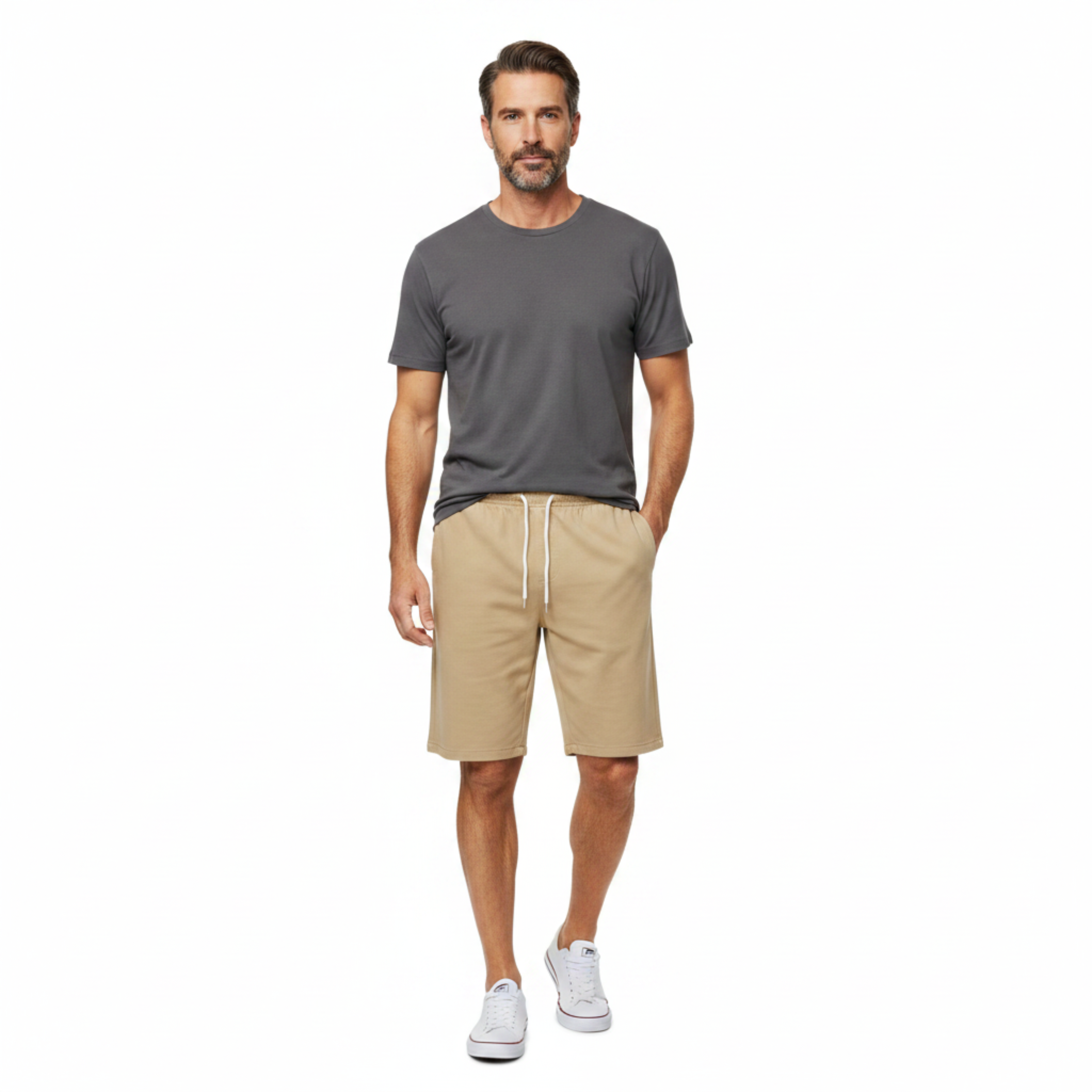 Pantaloni scurți sport pentru bărbați cu talie elastică și șnur de ajustare