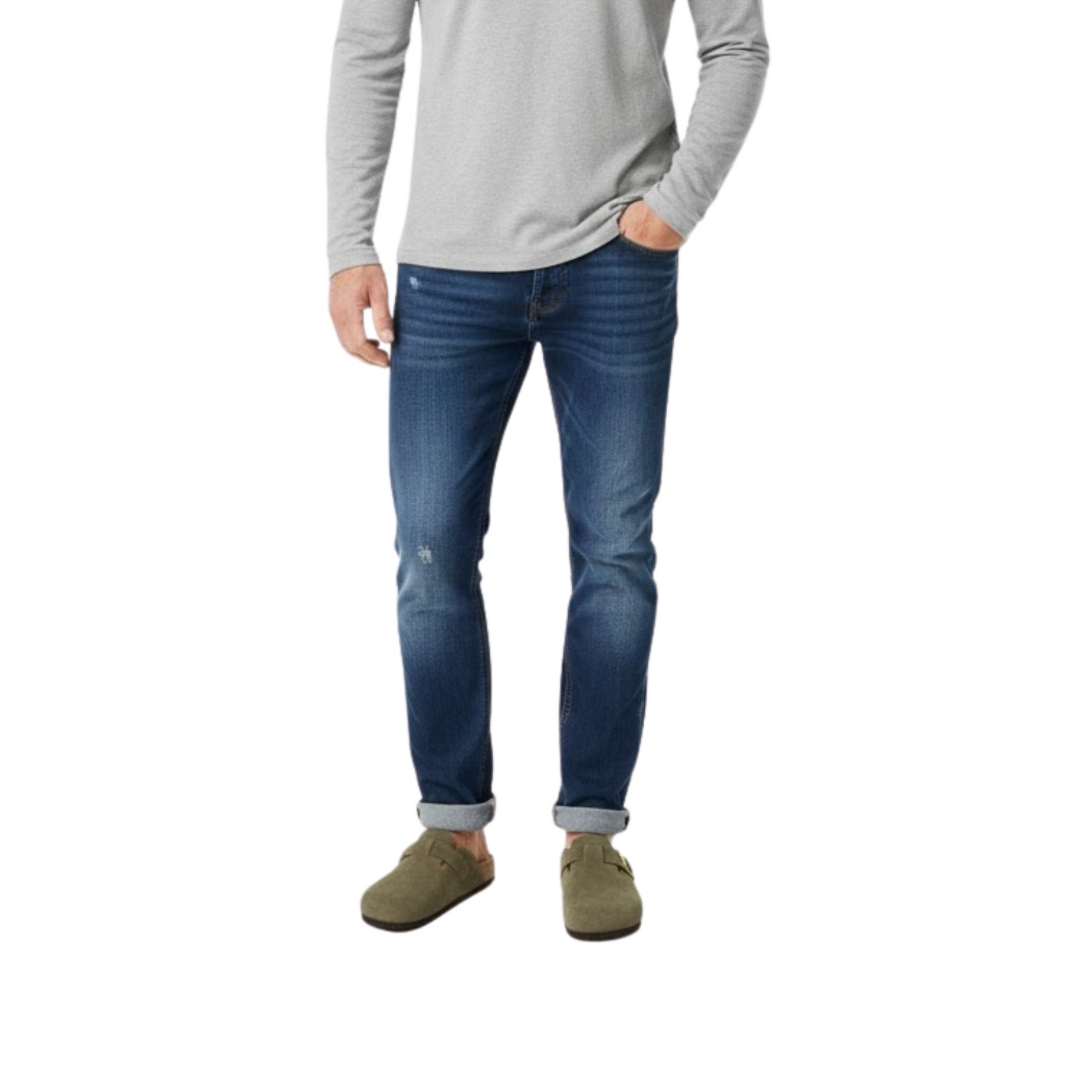 Suede slip-on shoes with classic sole and adjustable buckle