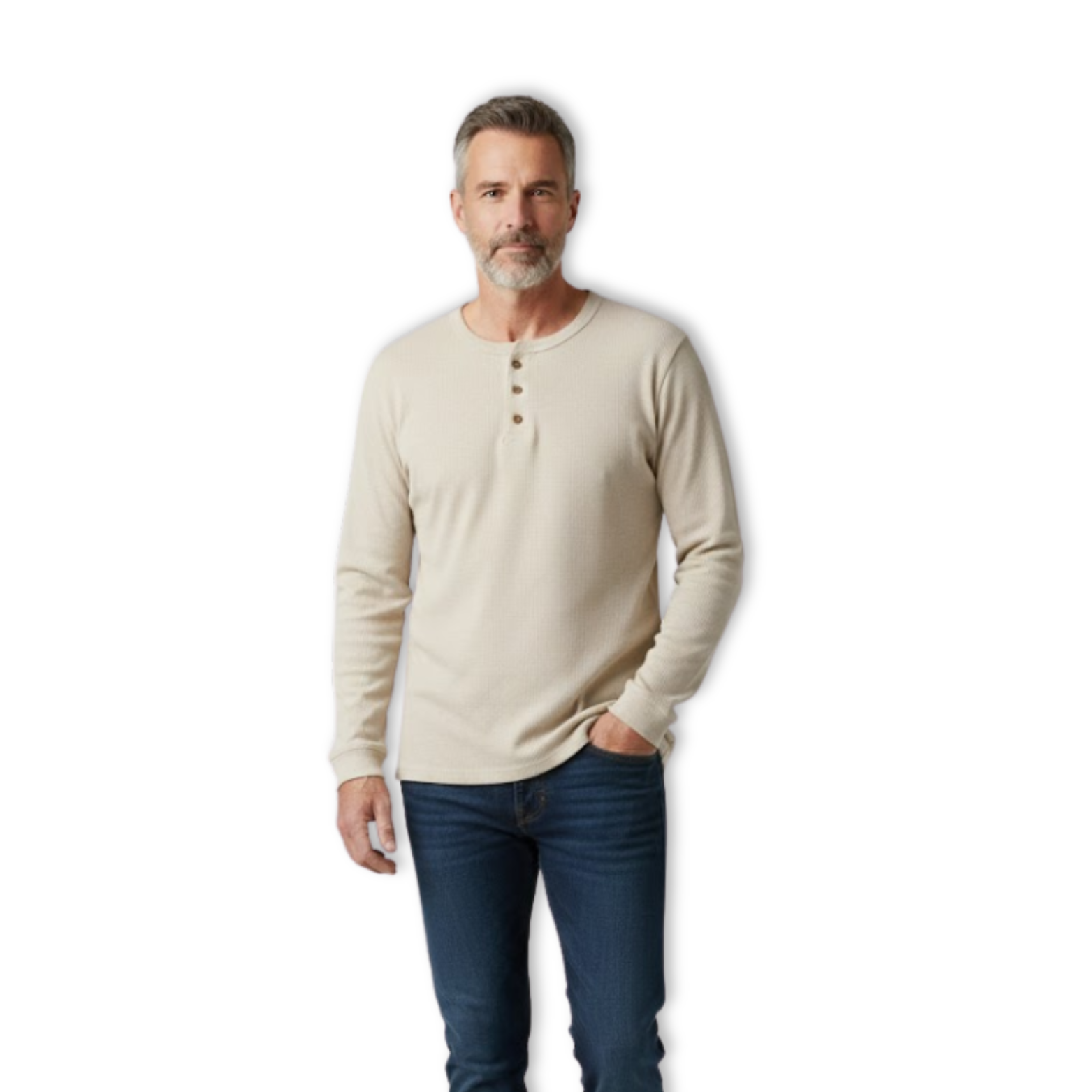 Férfi hosszú ujjú felső kerek nyakkal, prémium pamut, laza elegáns