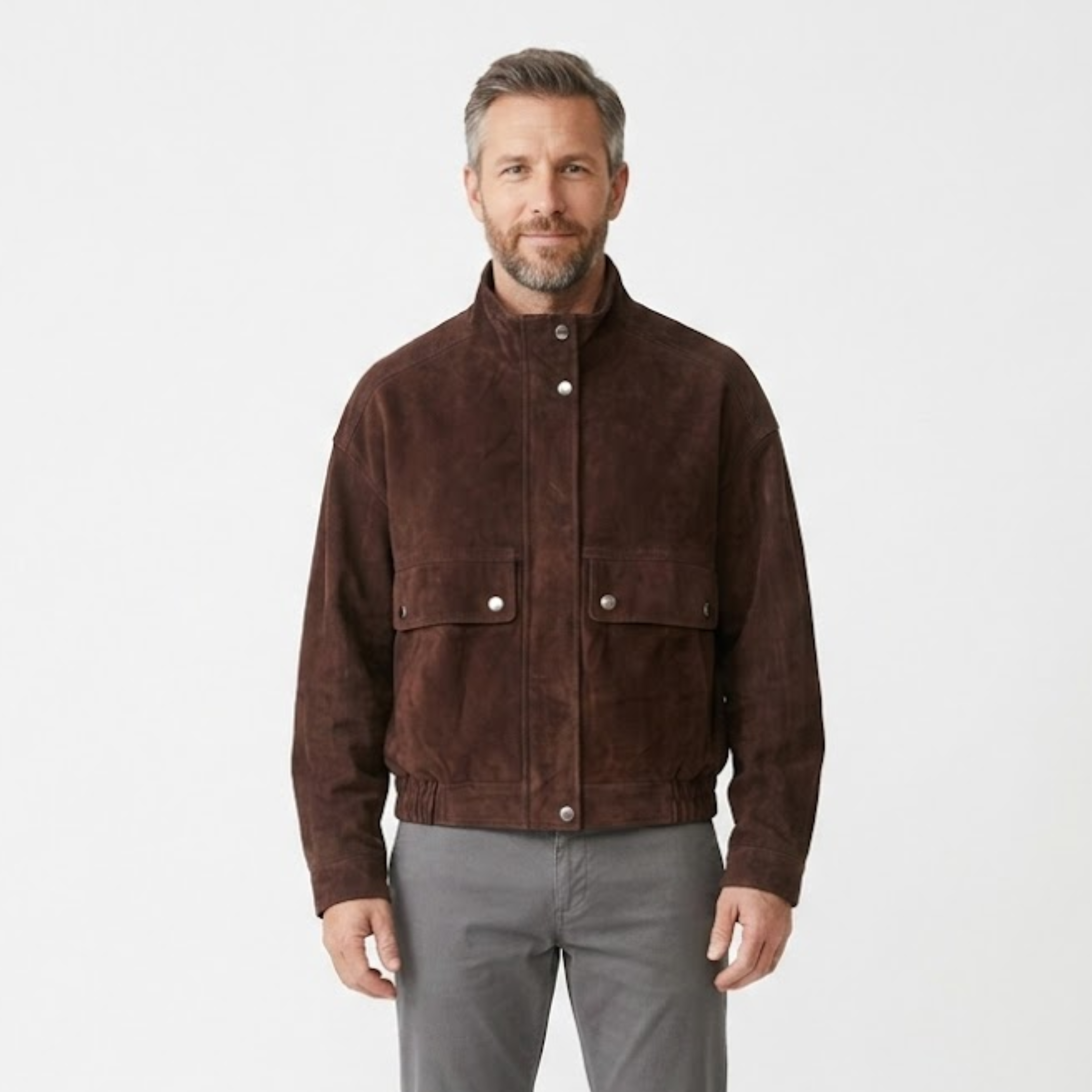 Bomber bunda z polyesteru s vysokým límcem, zipem a velkými kapsami