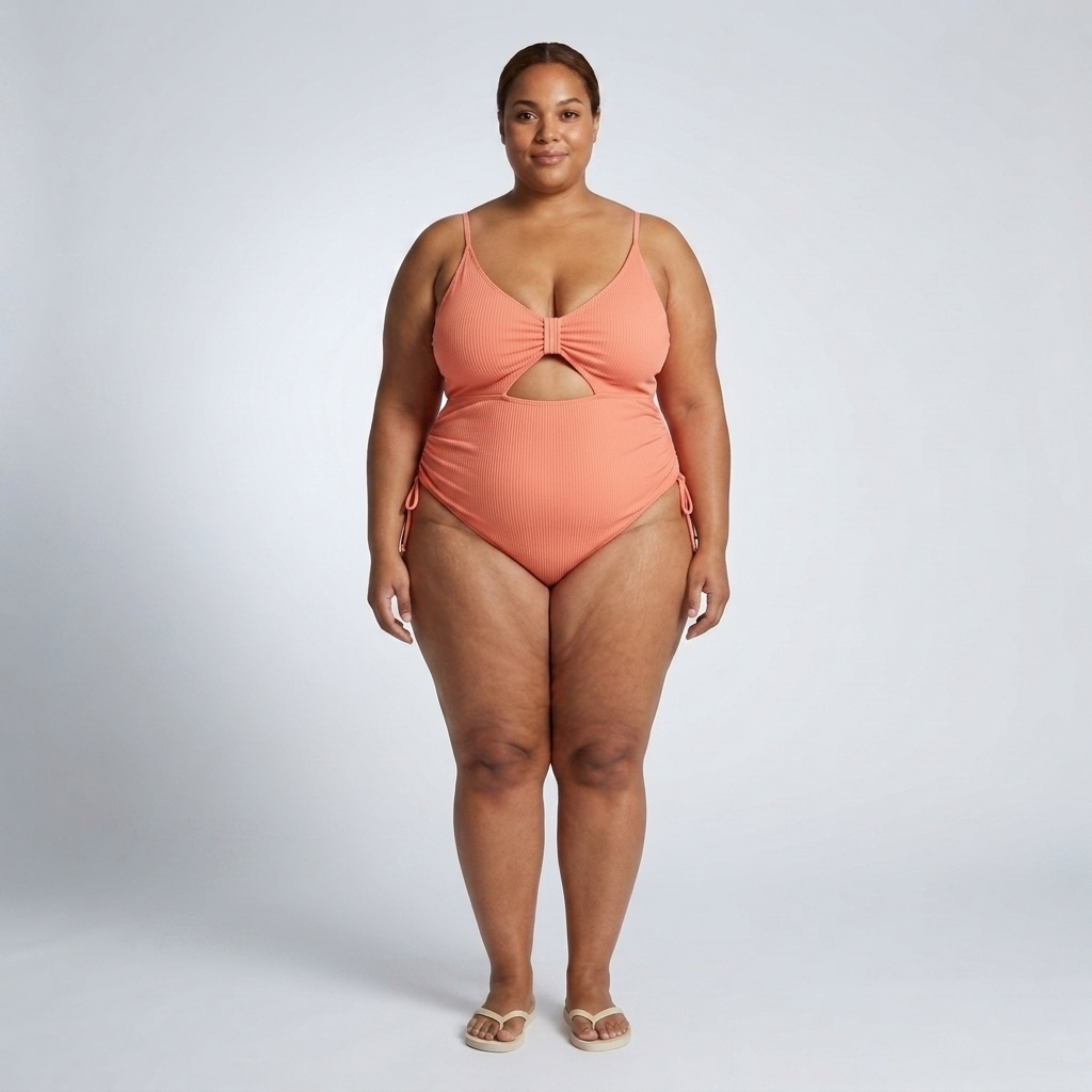 Costume da bagno intero taglia grande da donna con ritagli e arricciature