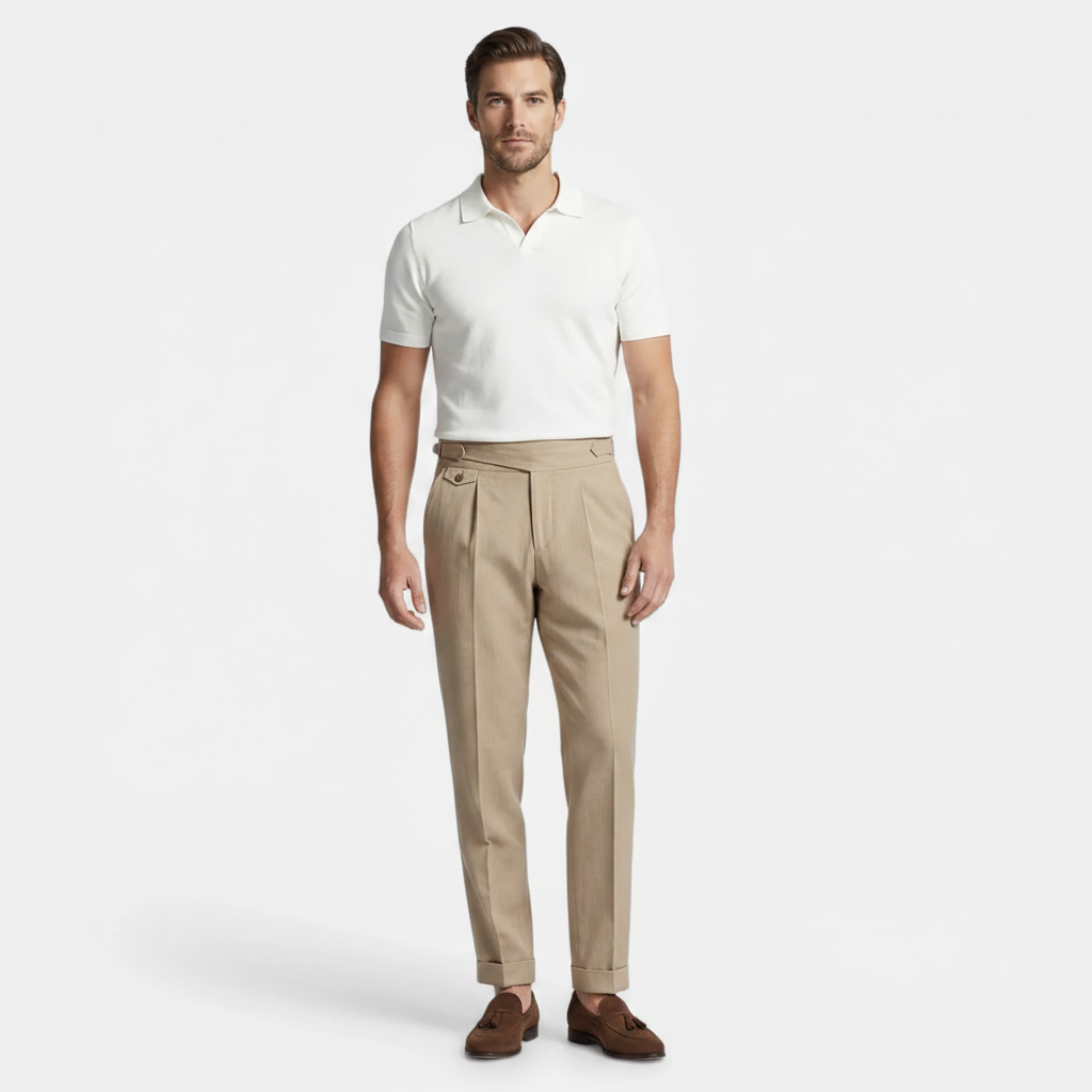 Pantaloni Capri da Costume Uomo a Taglio Dritto e Vita Media