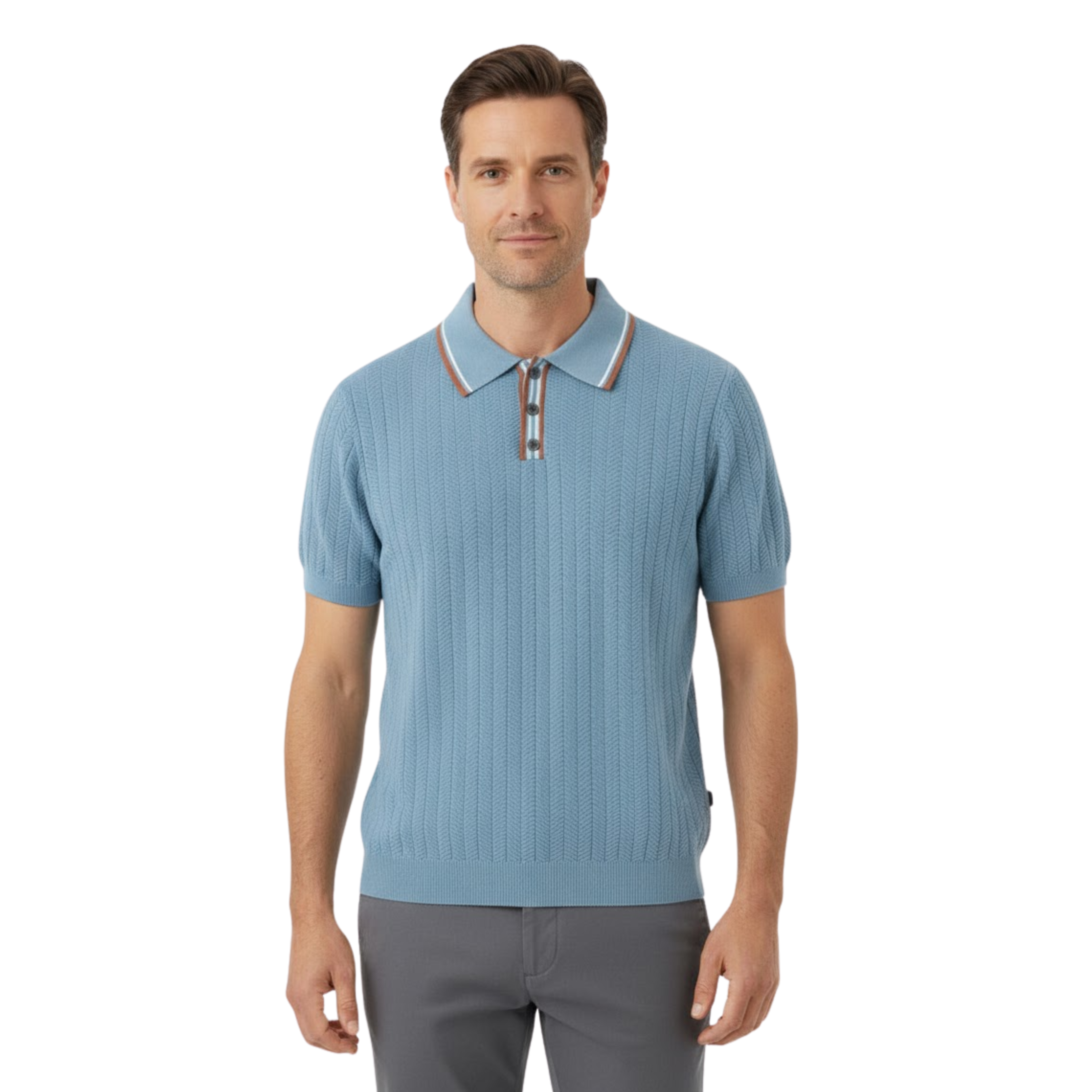 Férfi rövid ujjú, laza szabású kötött póló