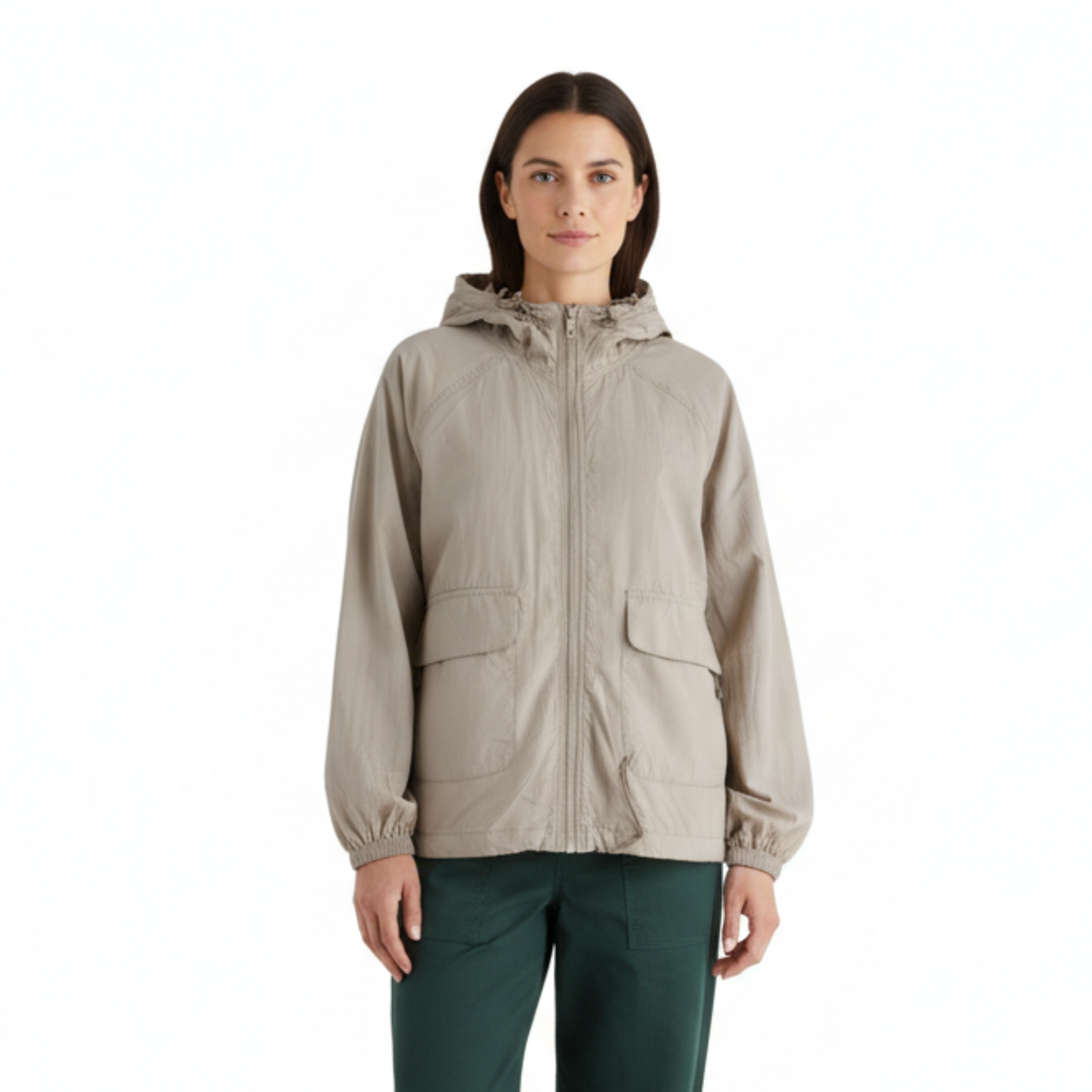 Veste de Protection Solaire à Capuche en Coton et Polyester pour Femme