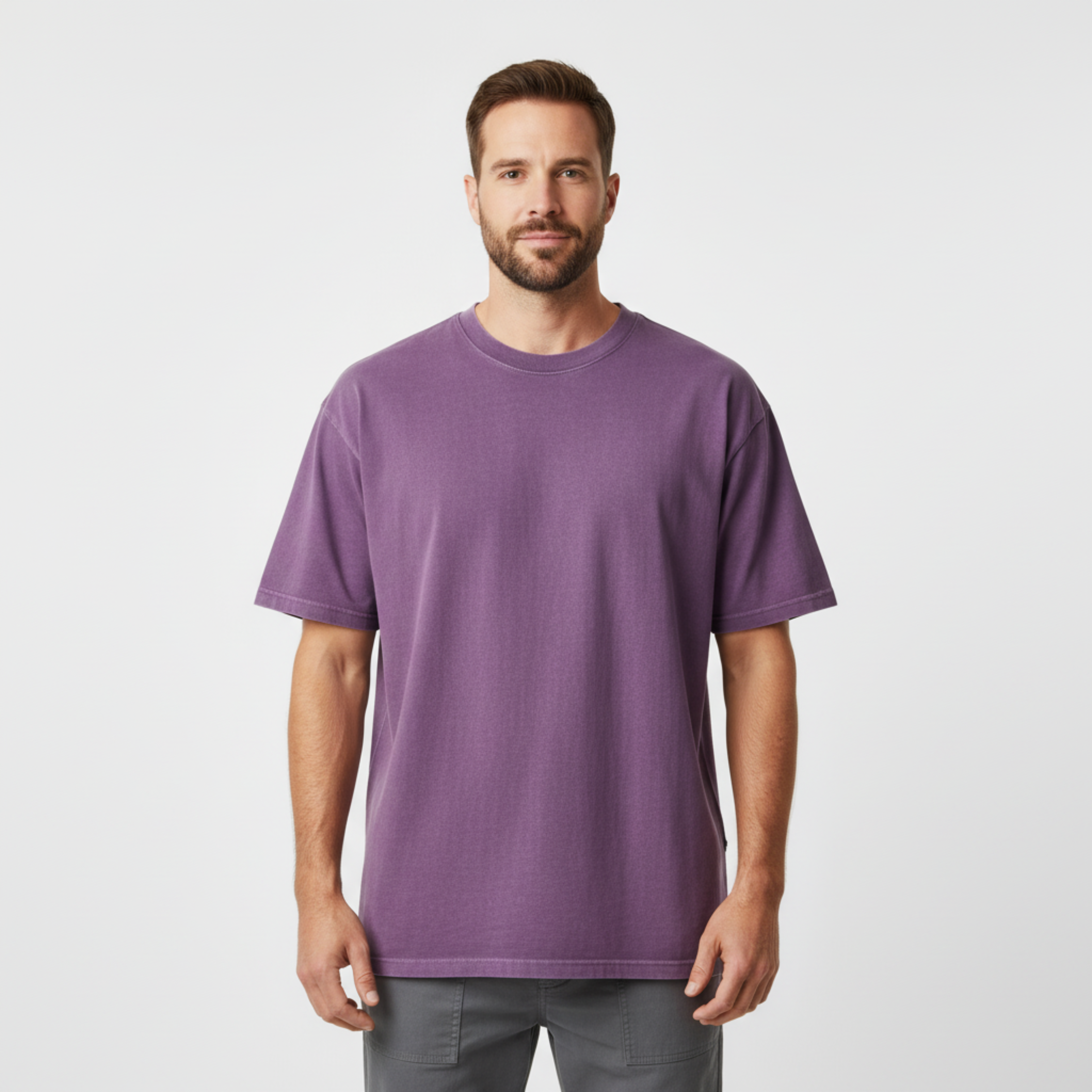 T-shirt vintage sbiadita con acido in cotone spesso per uomo e donna, taglio oversize