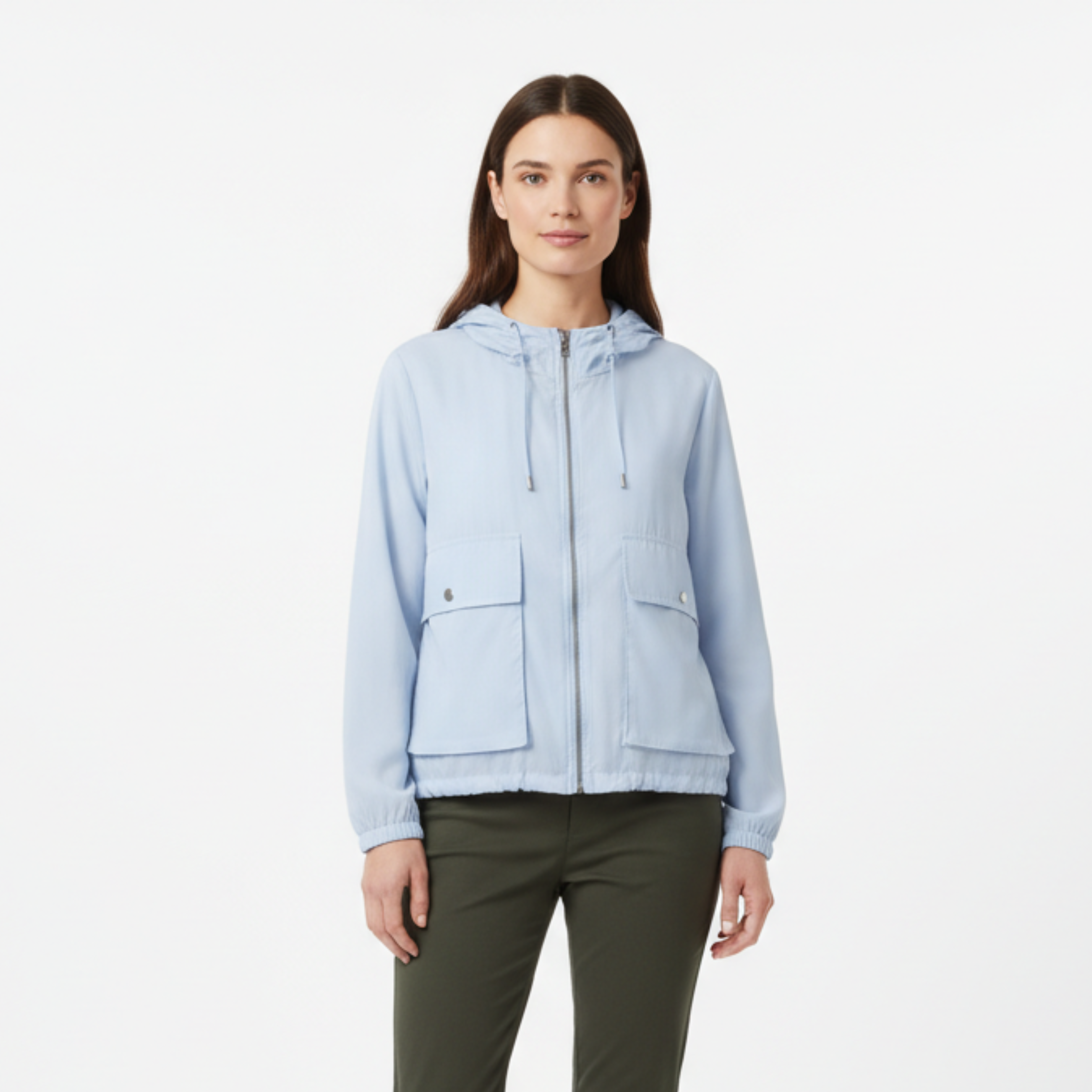 Veste de Protection Solaire Légère à Capuche et Fermeture Éclair pour Femme