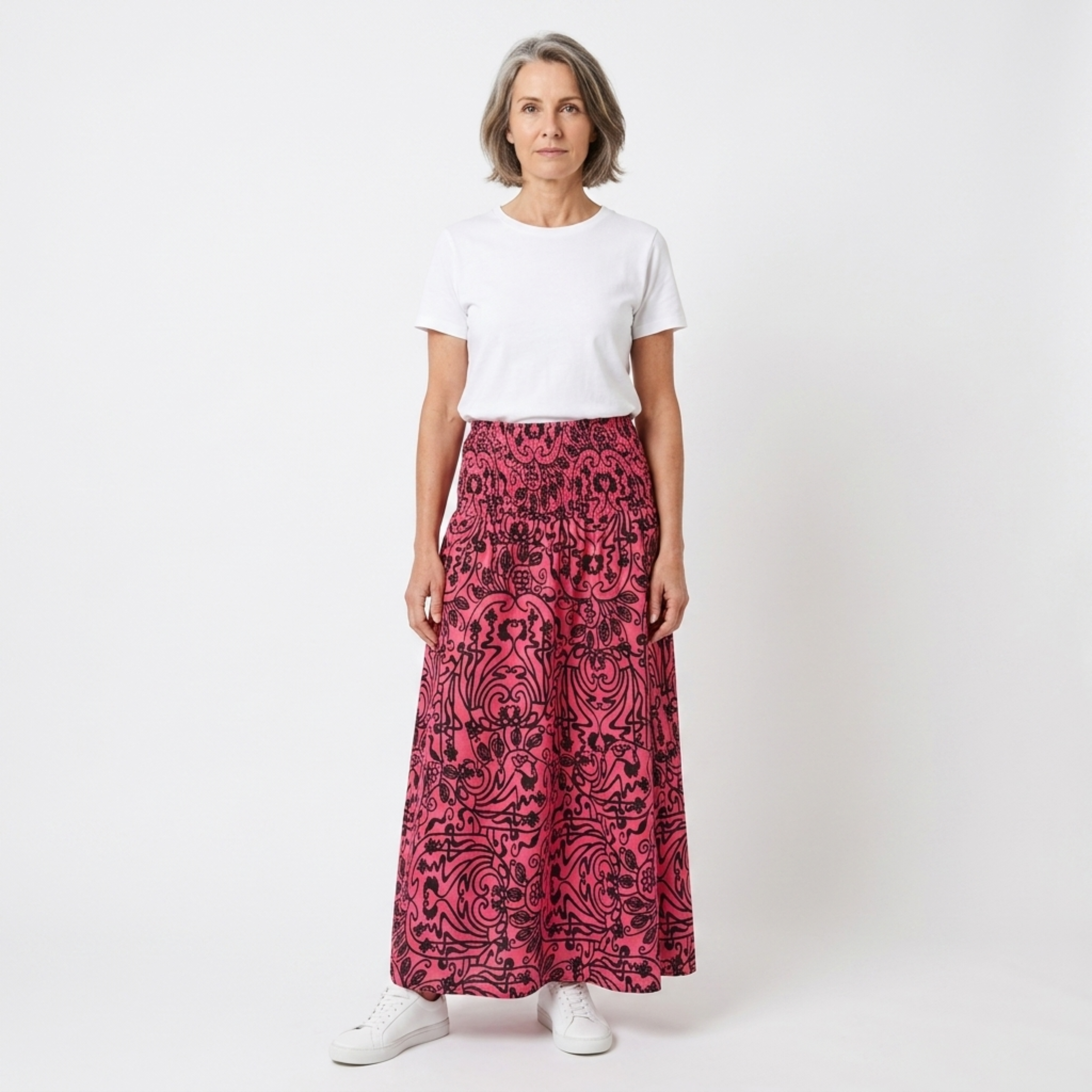 Maxi lang boheme nederdel — elastisk høj talje — sommerferie