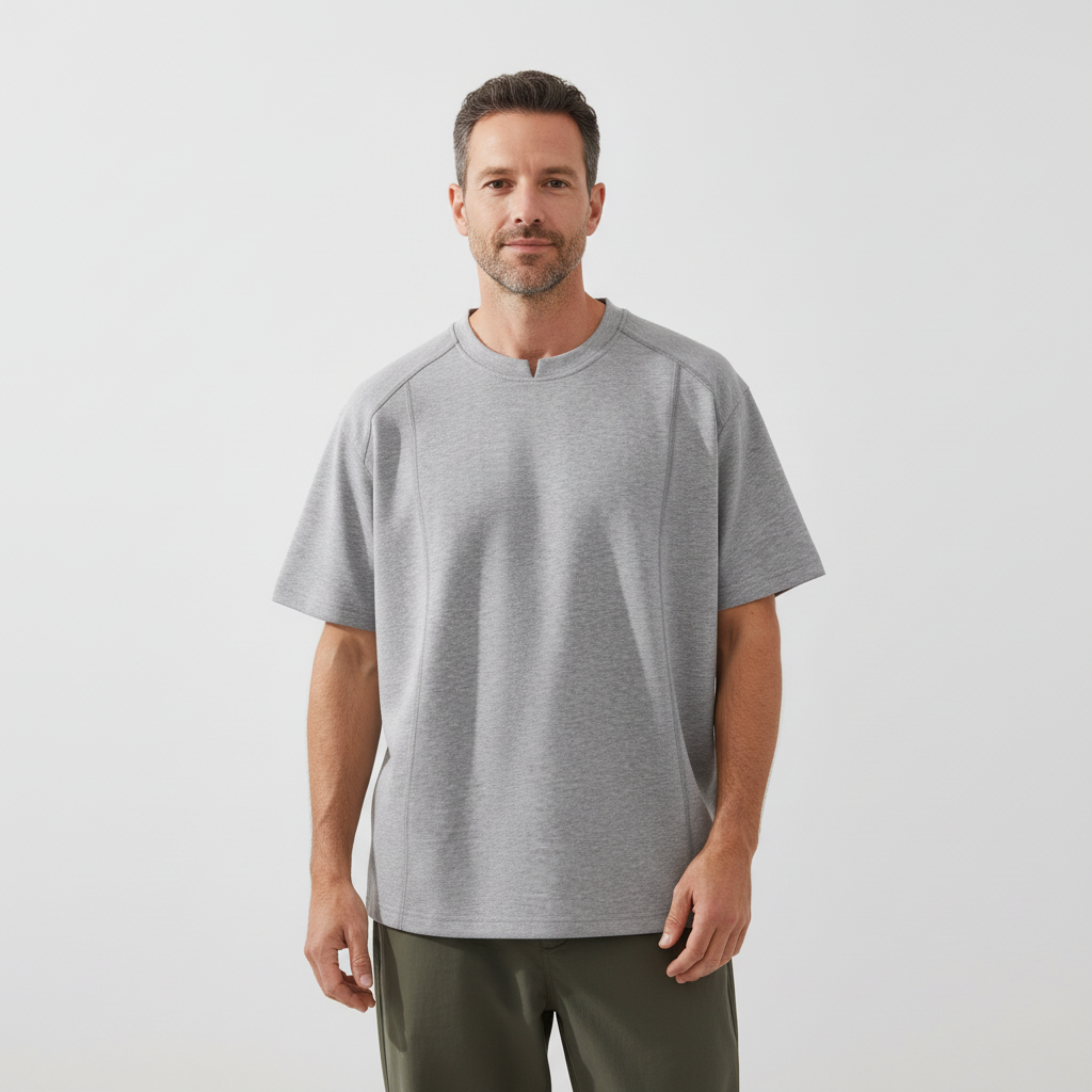 T-shirt in cotone spesso da uomo, taglio ampio e minimalista