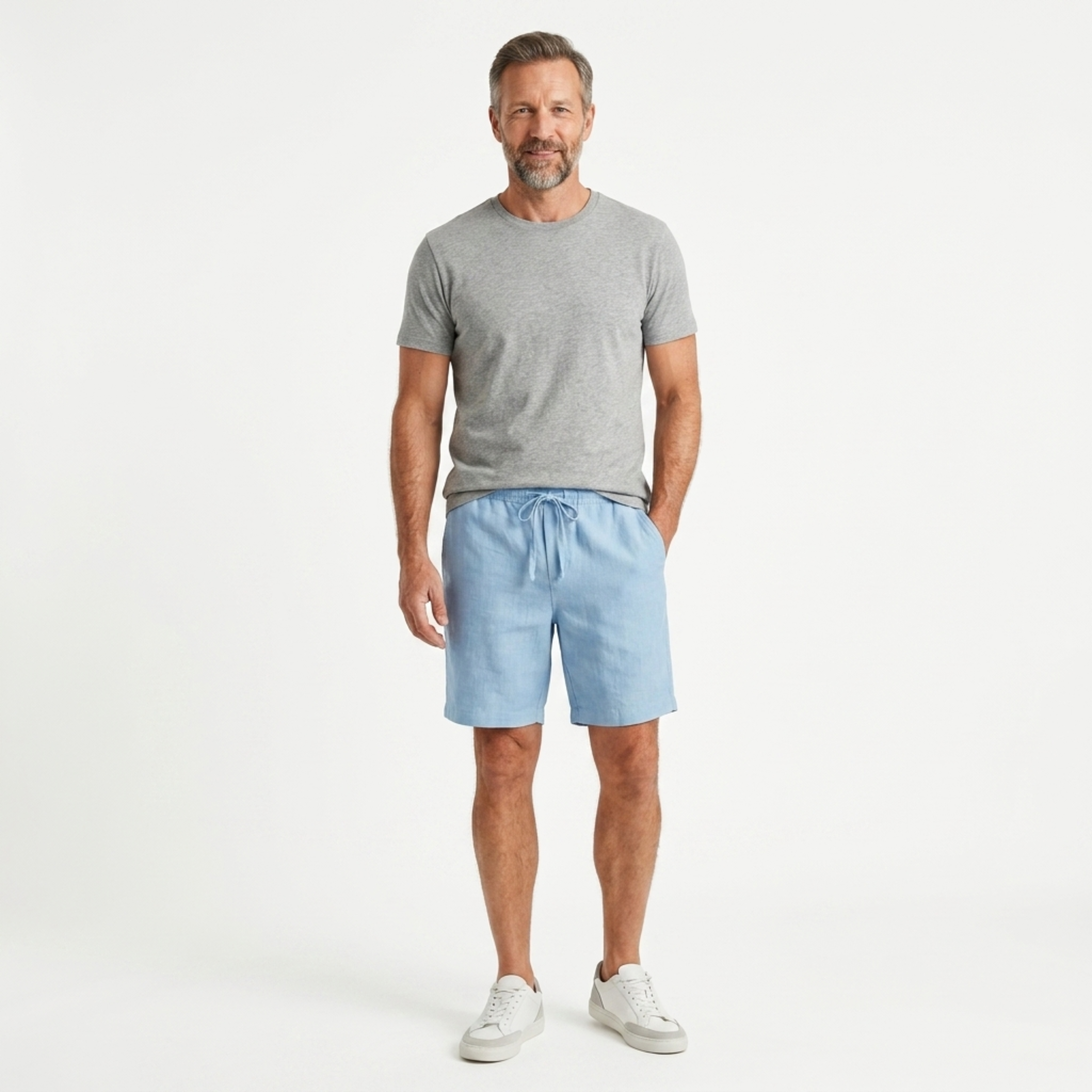 Short in lino per uomo — taglio casual — spiaggia e estate