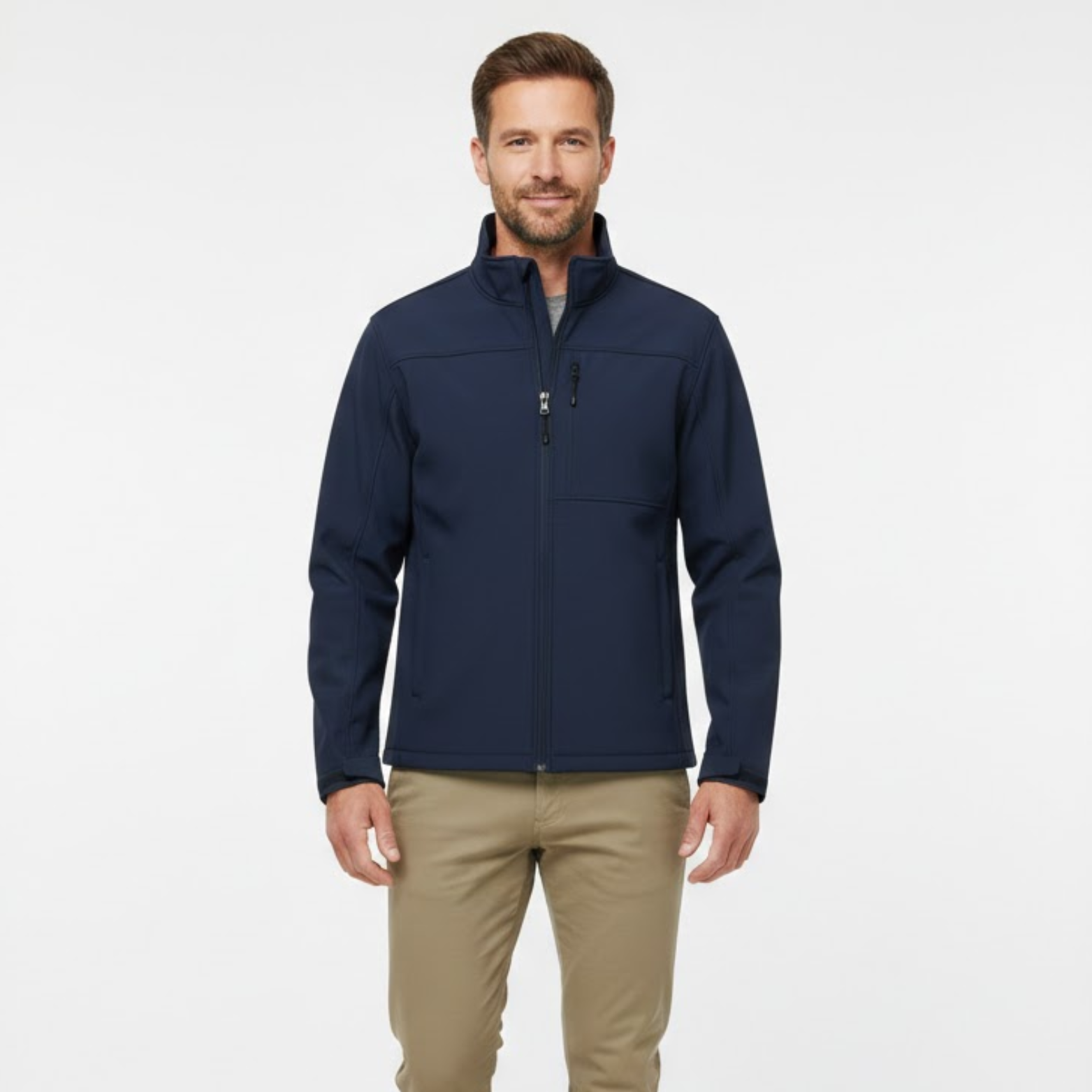 Nepropustná pracovní bunda pro muže s vysokým límcem a zipem