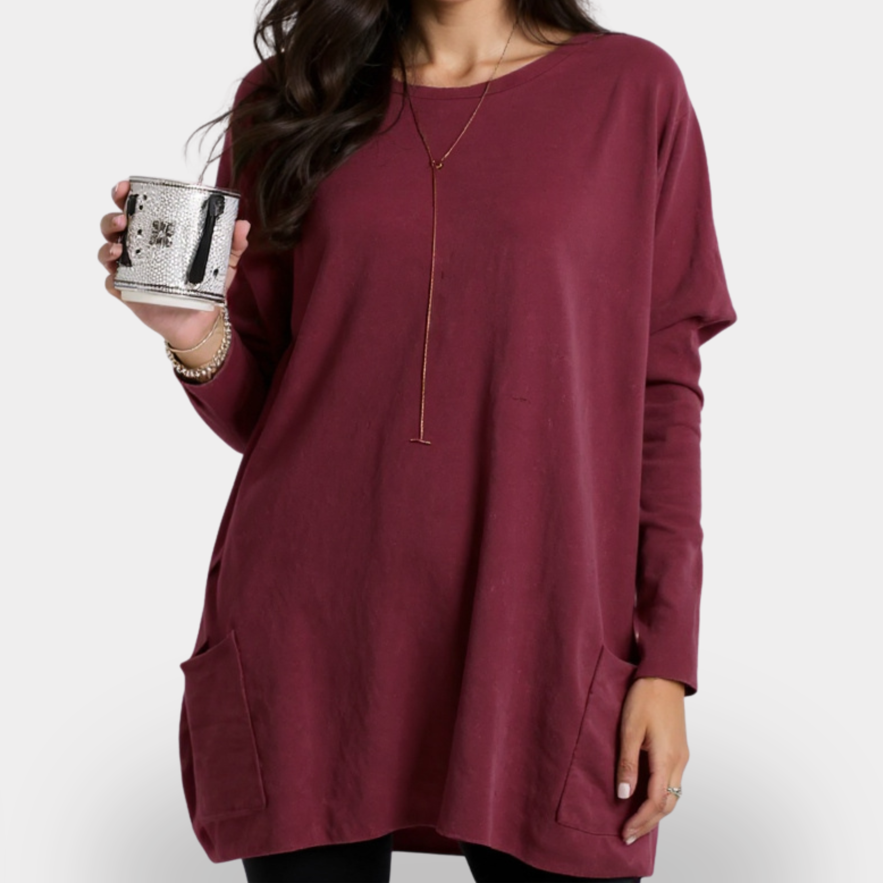 Ancienne Monde | Camiseta de manga larga con bolsillo para mujer – Superposición fácil, comodidad diaria