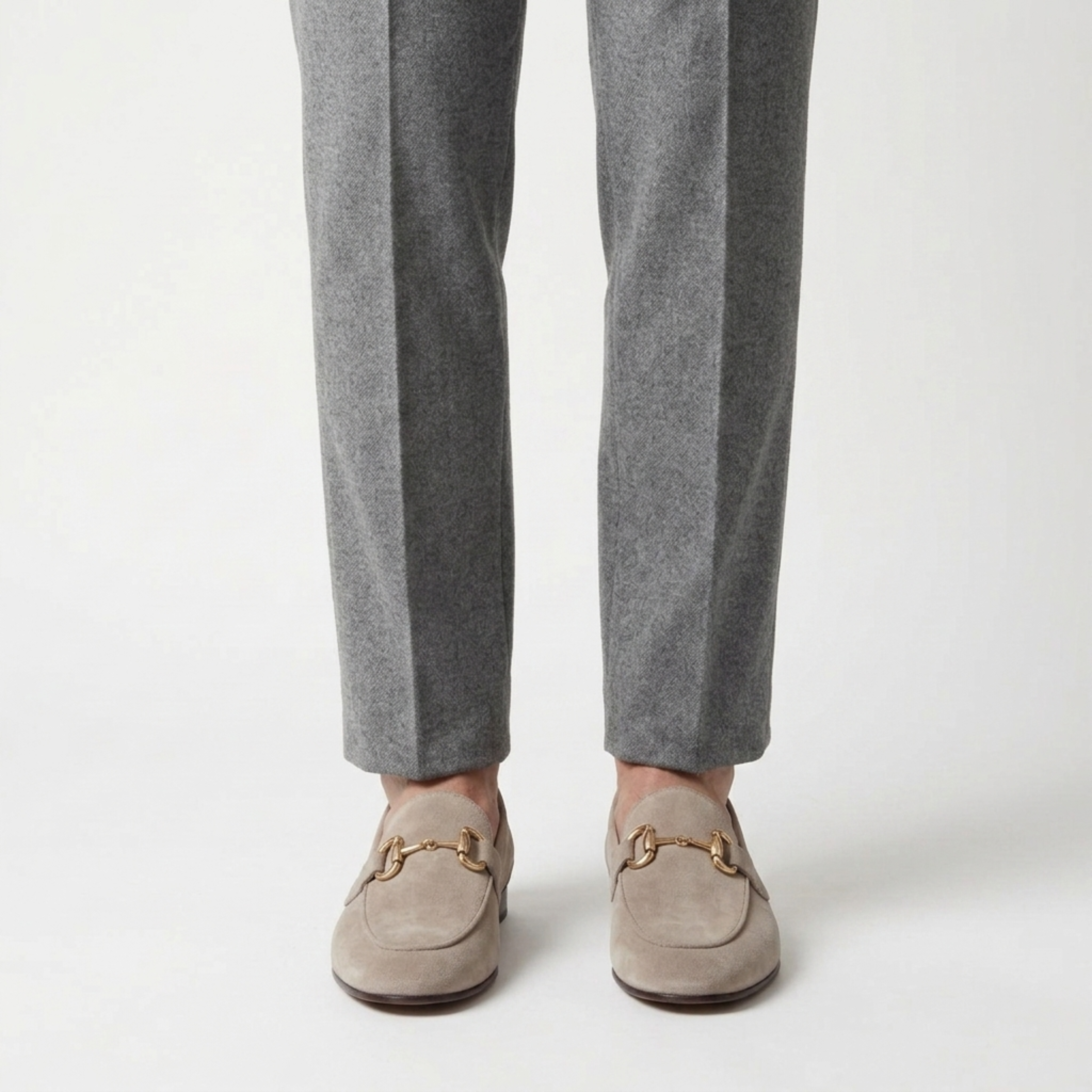 Men's Suede Loafers — Bit Detail — Office and Formal
